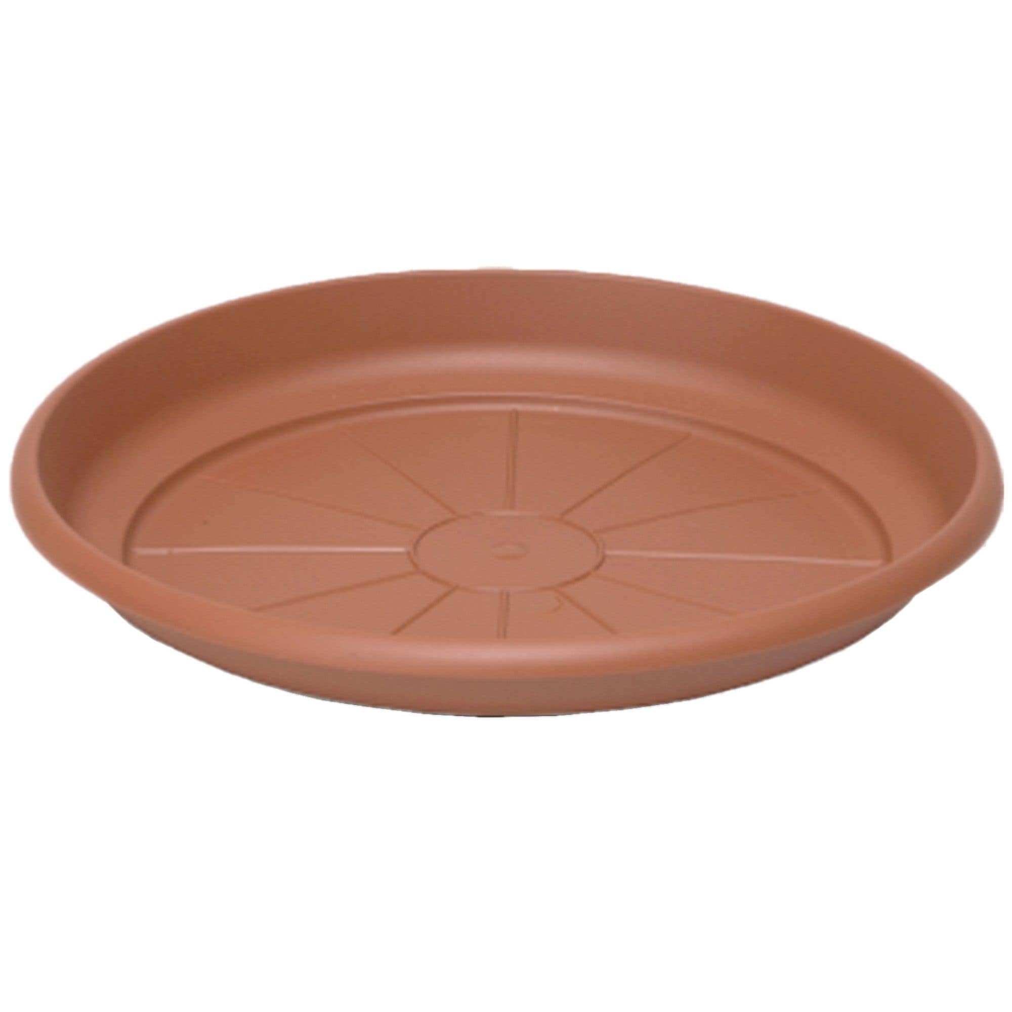 In/Outdoor Emma Round Plastic Flower Pot Terracotta Colored Saucer - 9.5 Inches