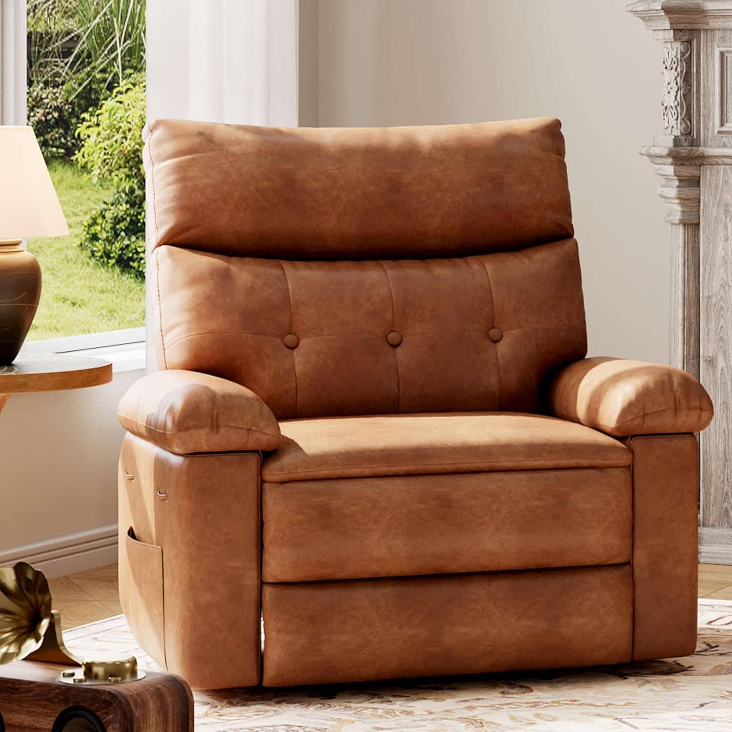 Swivel Rocker Recliner Chair with Massage and Heat Oversized Reclining Sofa with 360 Swivel Side with Remote Control