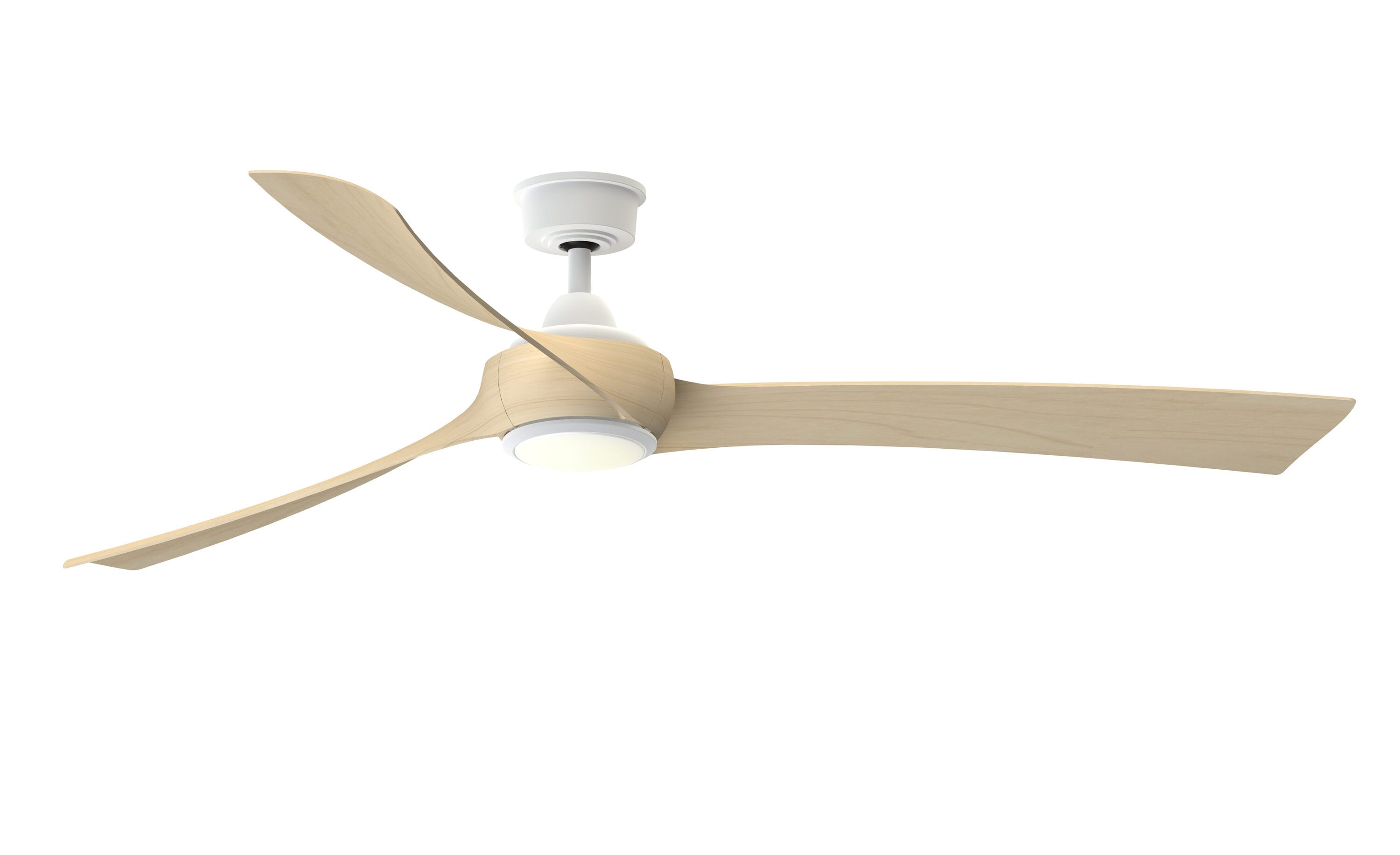 Fanimation Wrap Custom 72-in Matte White with Natural Blades Color-changing Integrated LED Indoor/Outdoor Smart Ceiling Fan with Light and Remote (3-Blade) FPD8531MW-72N-LK Sansujyuku sansujyuku.com