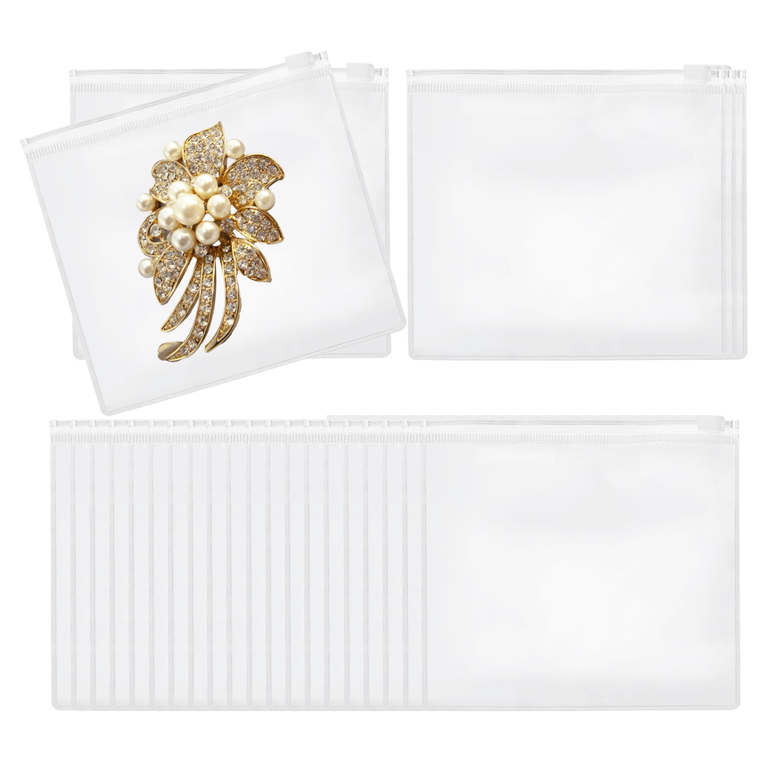 PATIKIL 25pcs PVC Jewelry Bags 7-Inch x 6-Inch Jewelry Pouches Clear Zipper Bags Anti Oxidation Self Sealing Small Bags for Earrings Necklace Bracelets Storage Travel Business