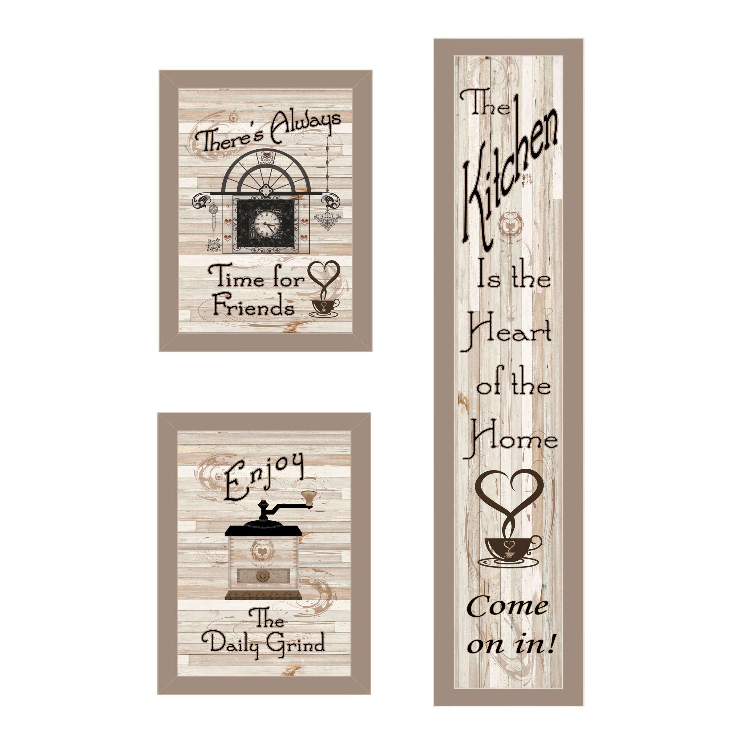 Trendy Decor 4U V424-779SG The Kitchen Collection I Millwork Engineering Brown Wood Framed 32-in H x 10-in W Vintage/Retro Paper Print