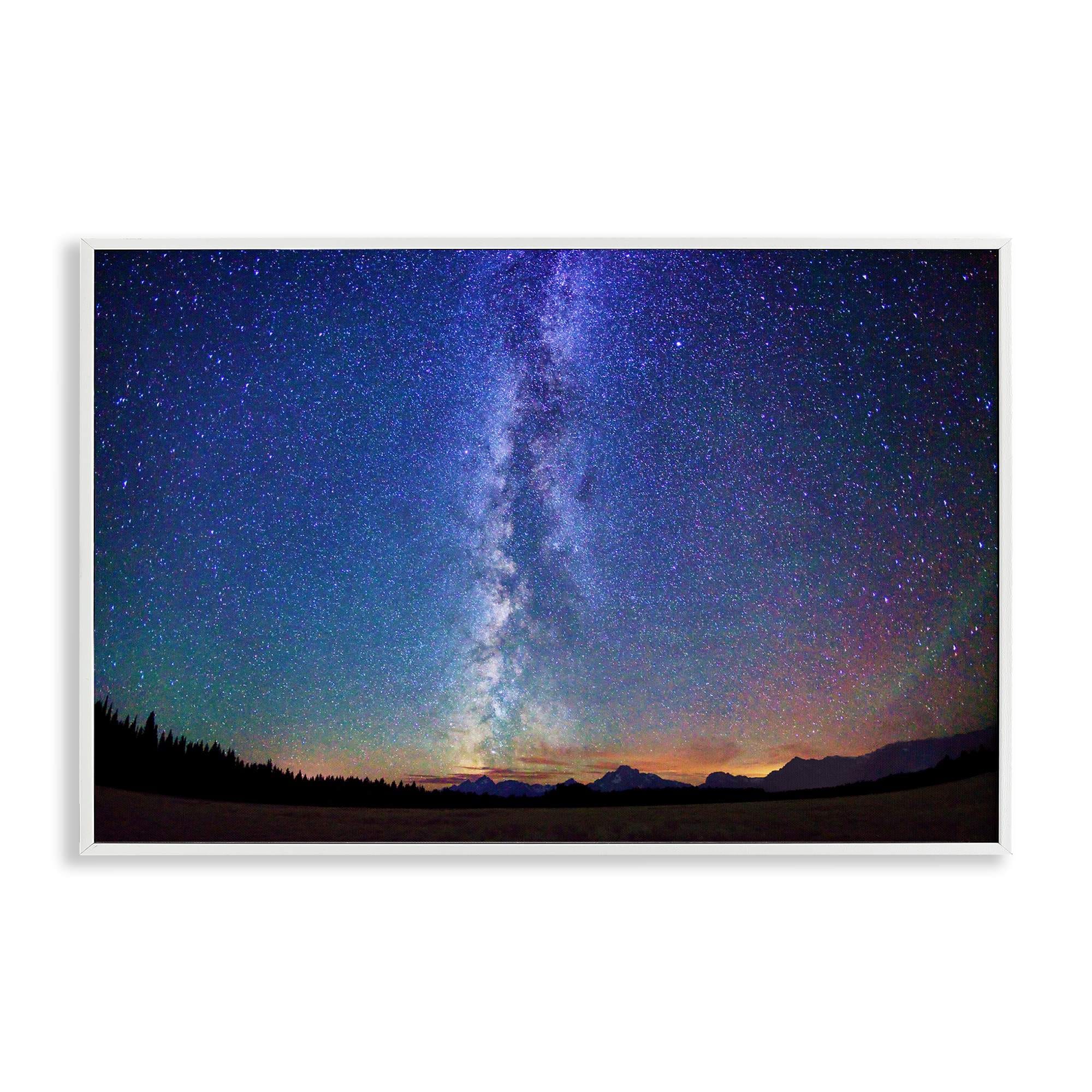 Stupell Industries - Milky Way Stars over Earth White Framed Giclee Art By Royce Bair 18 x 12