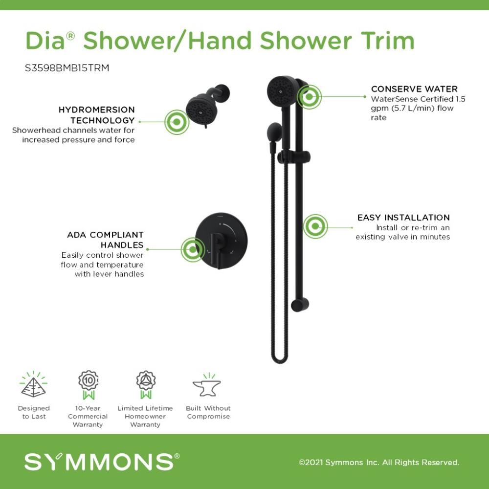 Symmons S3598BMB15TRM Showerhead-Bar-Panels - View #3