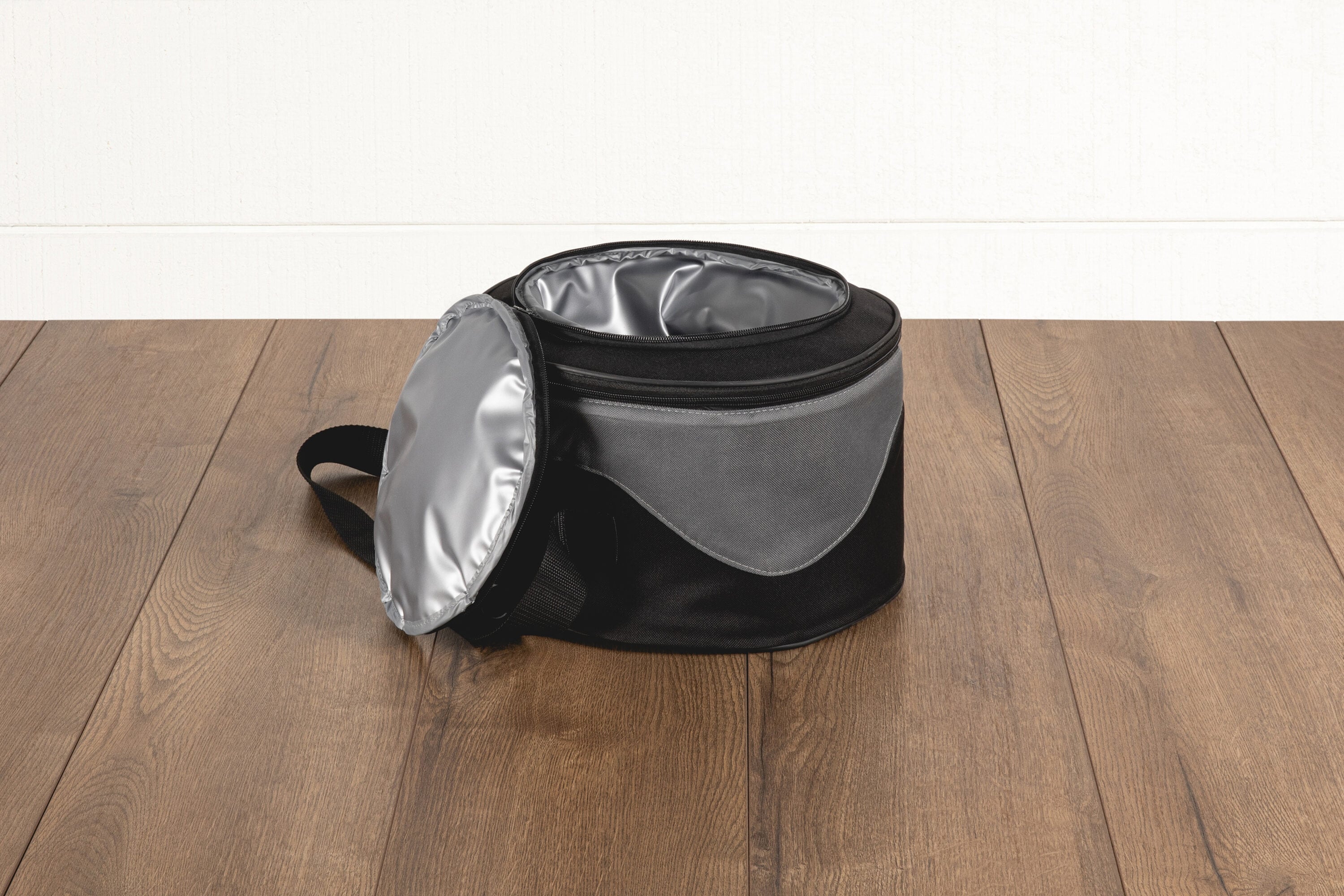 Black Chrome Portable Charcoal Grill with Cooler Tote