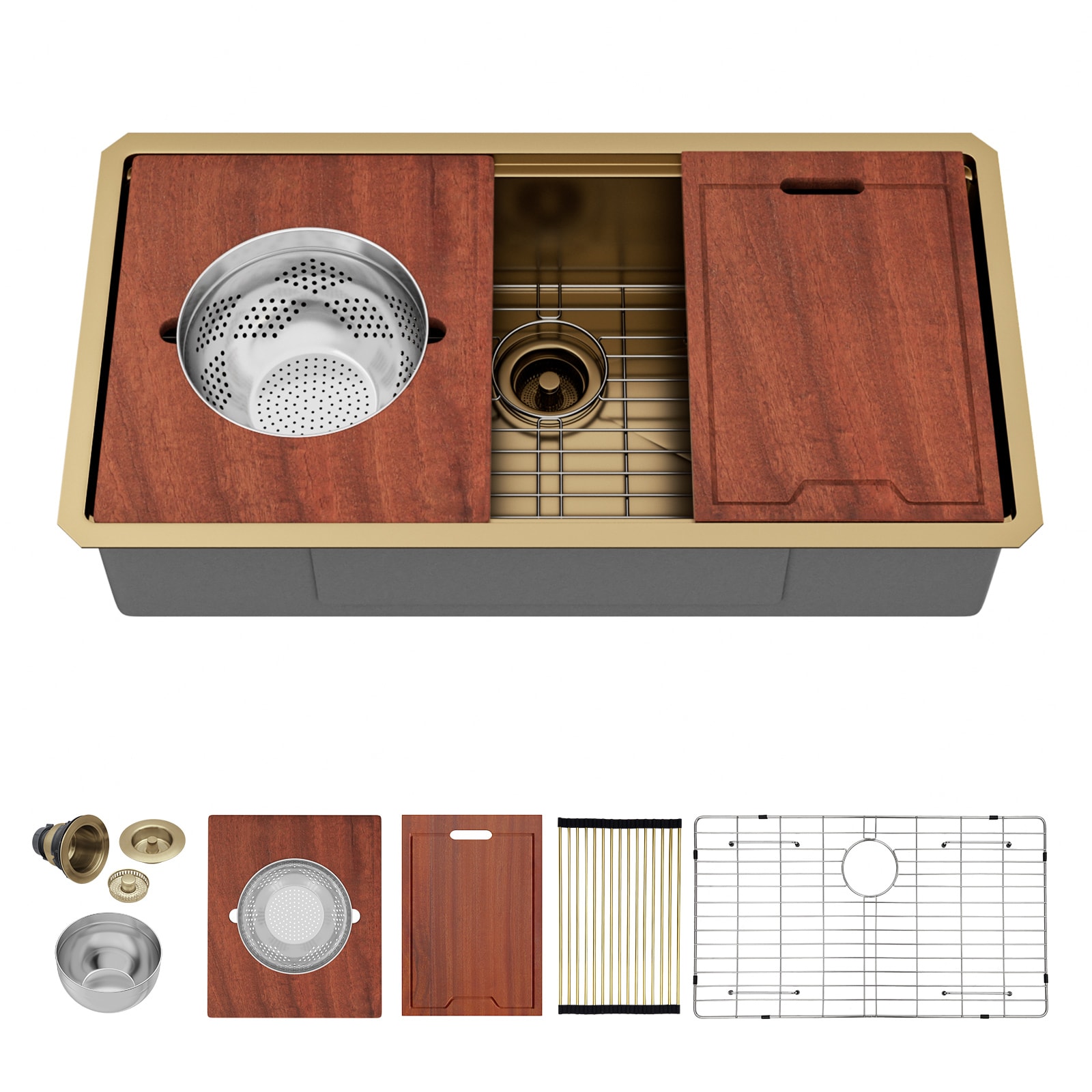 Lordear Chef's Palette Undermount 36-in x 19-in Stainless steel Single bowl 16 -Gauge Workstation Kitchen Sink