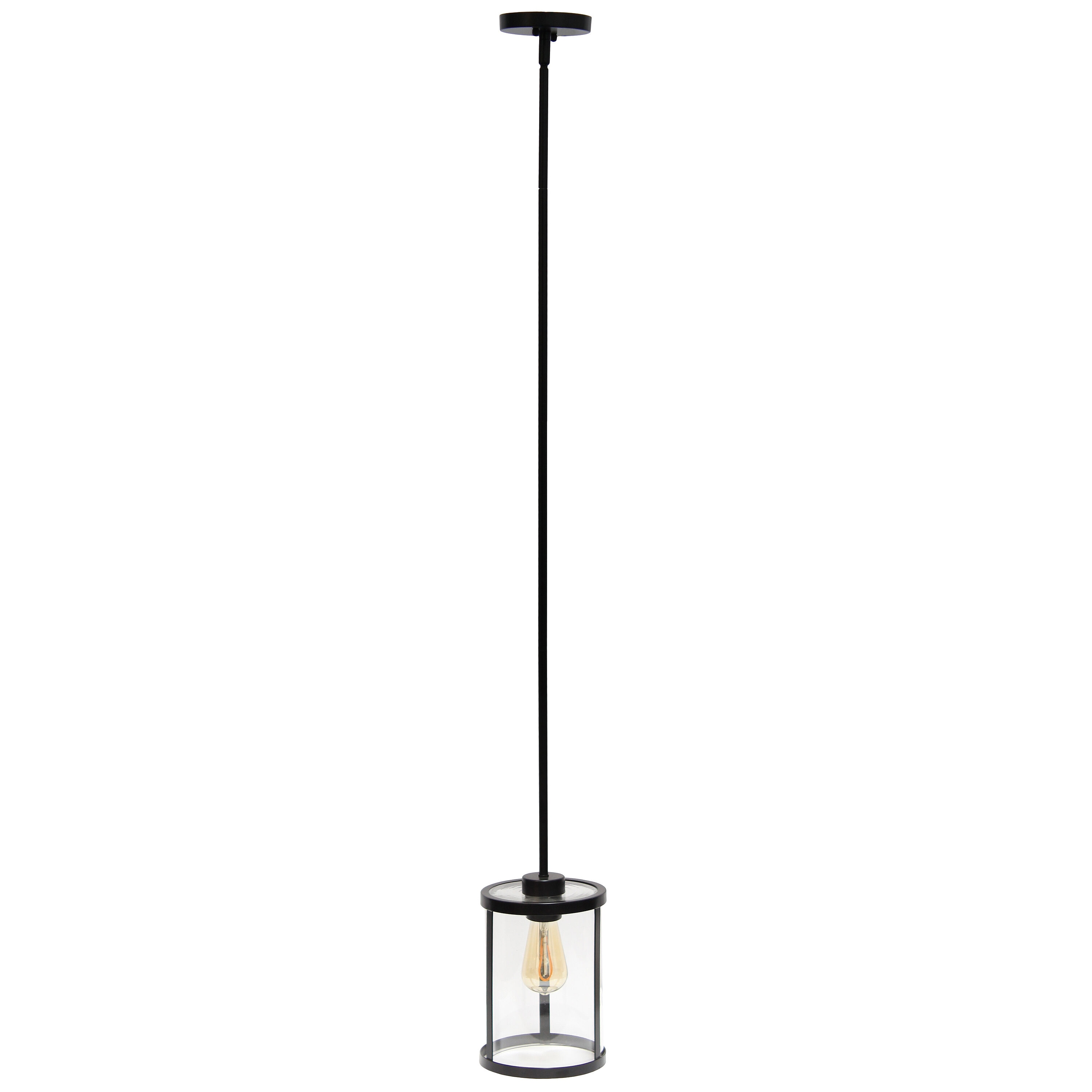 Lalia Home LHP-3002-BK Studio Loft Black Traditional Clear glass Cylinder Mini Hanging Pendant light