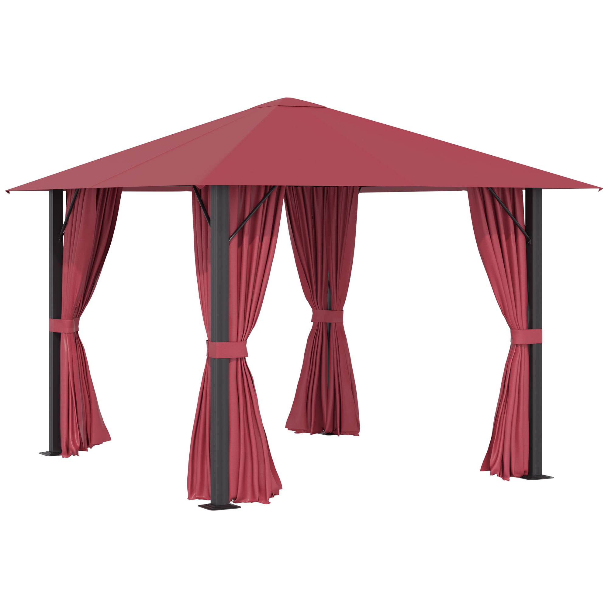 Kahomvis AOS-QP109-445 9.7-ft x 9.7-ft 10' x 10' Patio Gazebo Red with Soft Top Roof