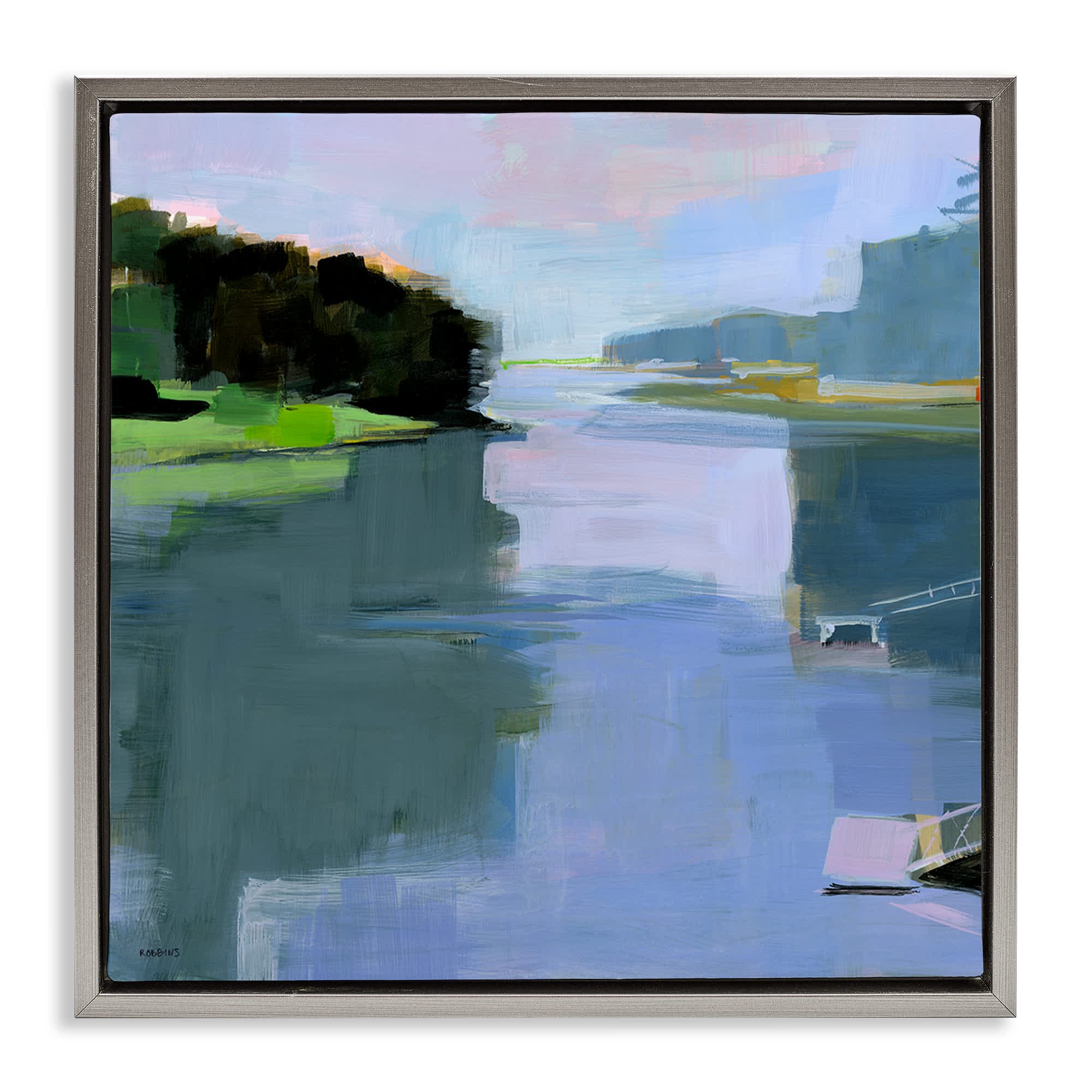Stupell Industries BS-815-FFL-24X24 Water Reflection Abstract Gray Framed Floater Canvas Wall Art By Kathleen Robbins 25 x 25
