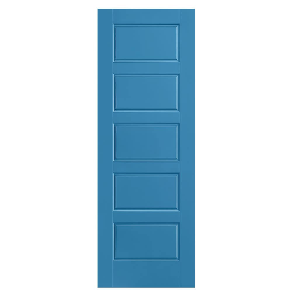 Masonite 1443890 Riverside 28-in x 80-in Blue Heron 5-panel equal Smooth Hollow core Prefinished Molded composite Slab Door