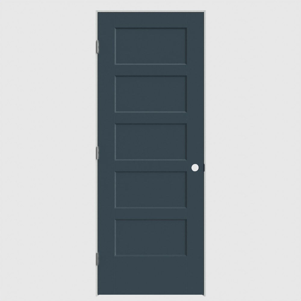 Masonite 640604 28-in x 80-in Slate Solid core 5-panel square Right hand Smooth Primed Molded composite Flat Jamb Single Prehung Interior Door