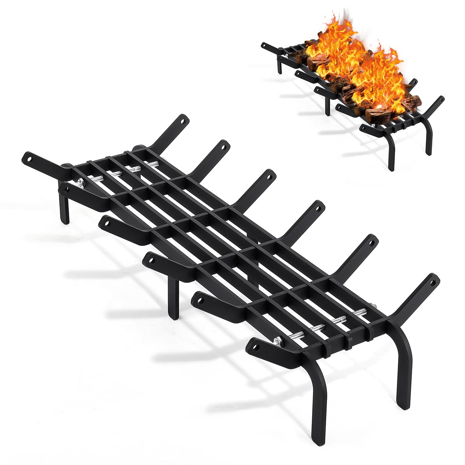 CYIKE  Fireplace Grate 26 9 Inch Heavy Duty High Carbon Steel Log Holder Rack V Shaped Design for Indoor Outdoor Wood Burning Fire Pit Stove