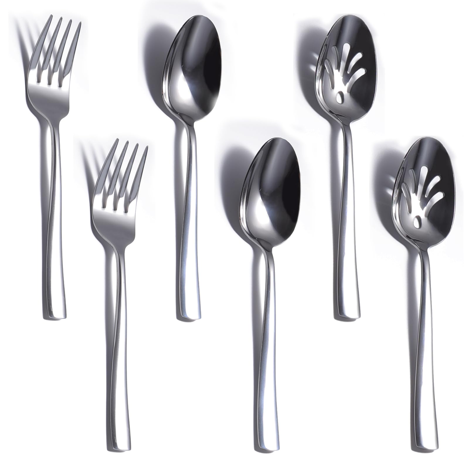 Aoibox  6 Piece Stainless Steel Serving Utensil Set with Serving Spoons Slotted Spoons and Forks Mirror Polished