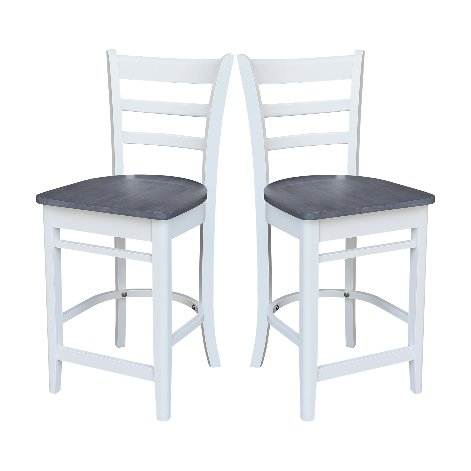 Emily 24" Solid Parawood Counterheight Stool in Hickory/Washed Coal