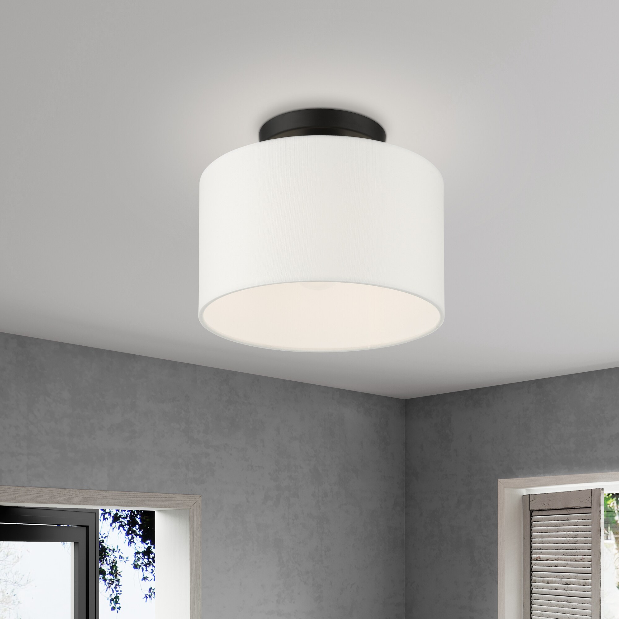 Black Nickel Glass Drum LED Indoor/Outdoor Light