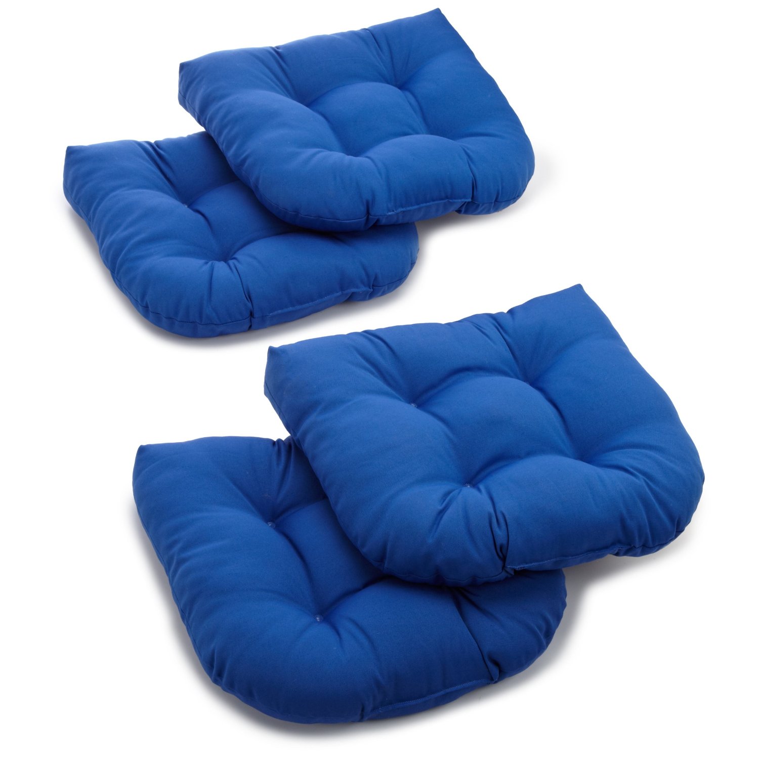 Blazing Needles 19-inch U-Shaped Tufted Twill Chair Cushions (Set of 4) Blue