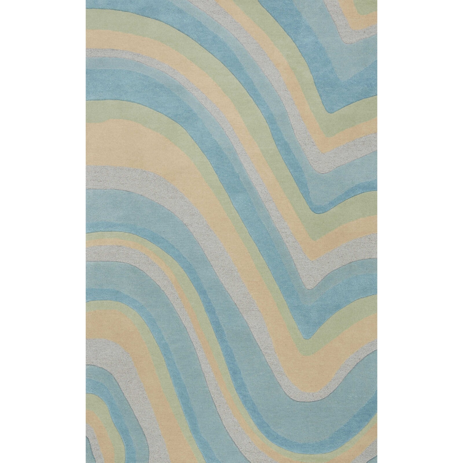 HomeRoots 353532 Bernadette 2 X 3 (ft) Rag Wool Ocean Blue Beige Indoor Abstract Area Rug