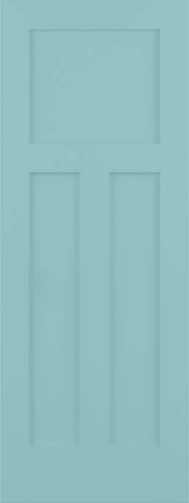 RELIABILT LO1369582 Shaker 36-in x 80-in Sea Mist 3-panel craftsman Smooth Solid core Prefinished Pine Wood Slab Door