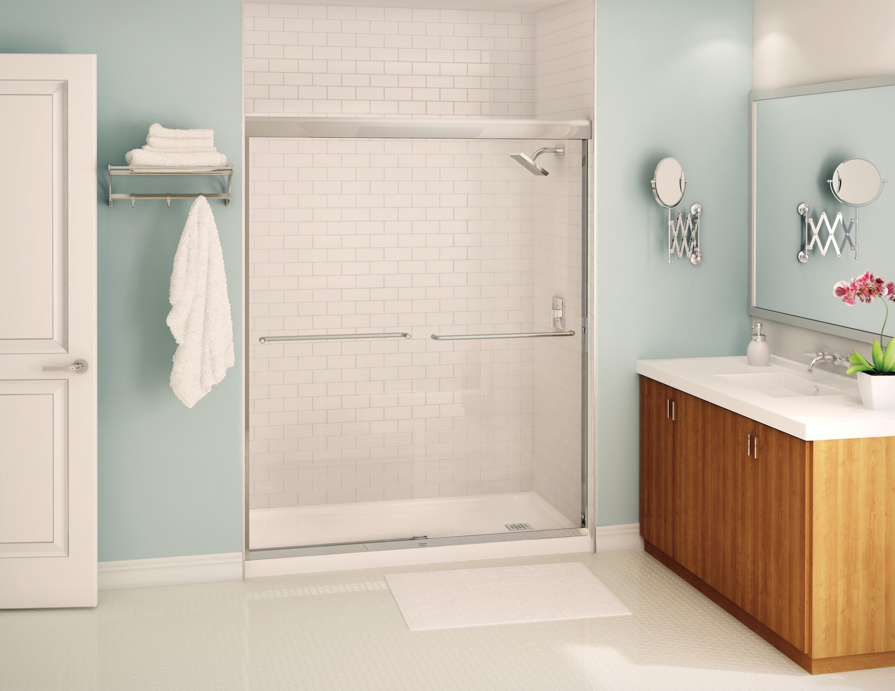 VTI 60'' W x 72'' H Bypass Semi-Frameless Shower Door with Clear