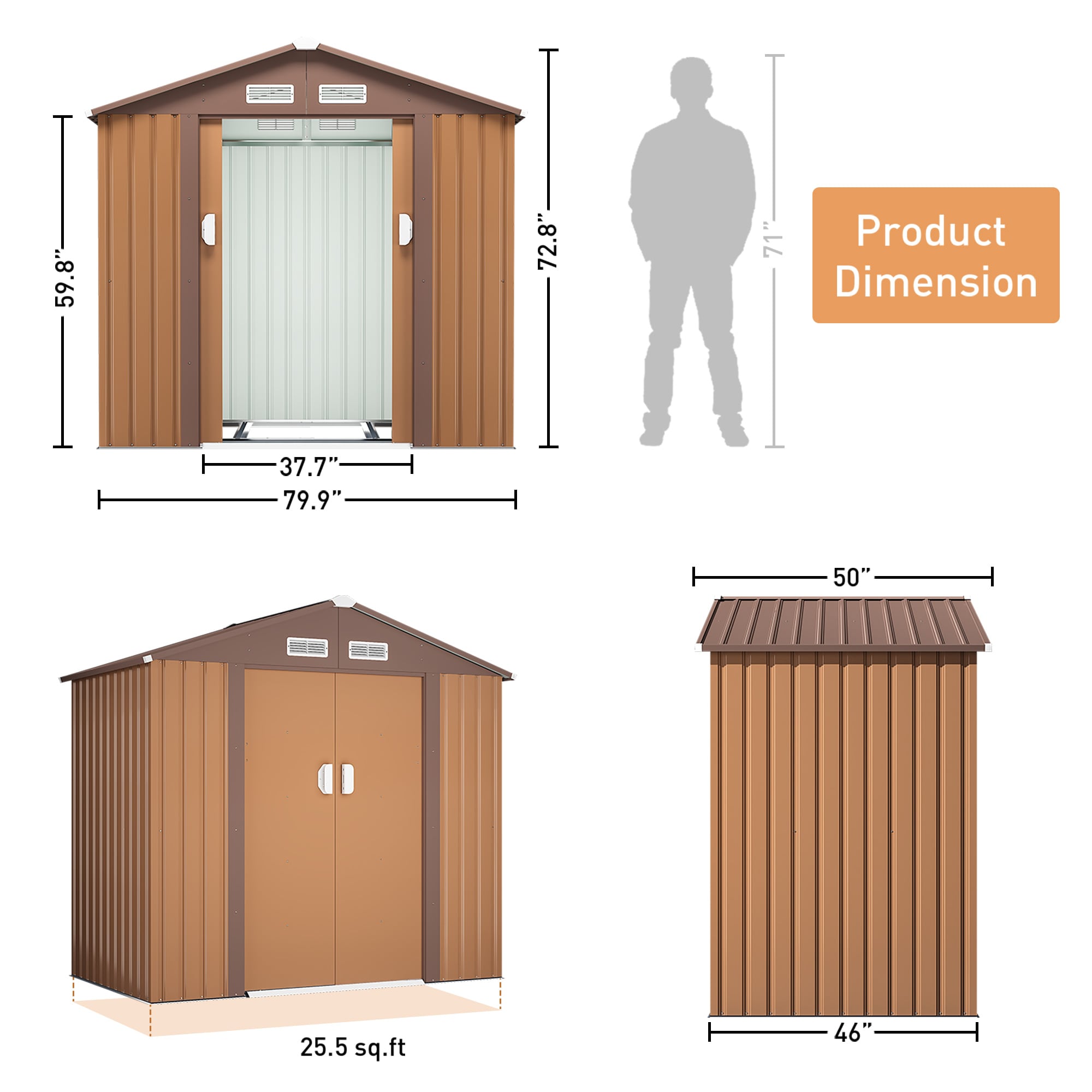 Jaxpety 7-ft x 4-ft Galvanized Steel Storage Shed in the Metal Storage ...