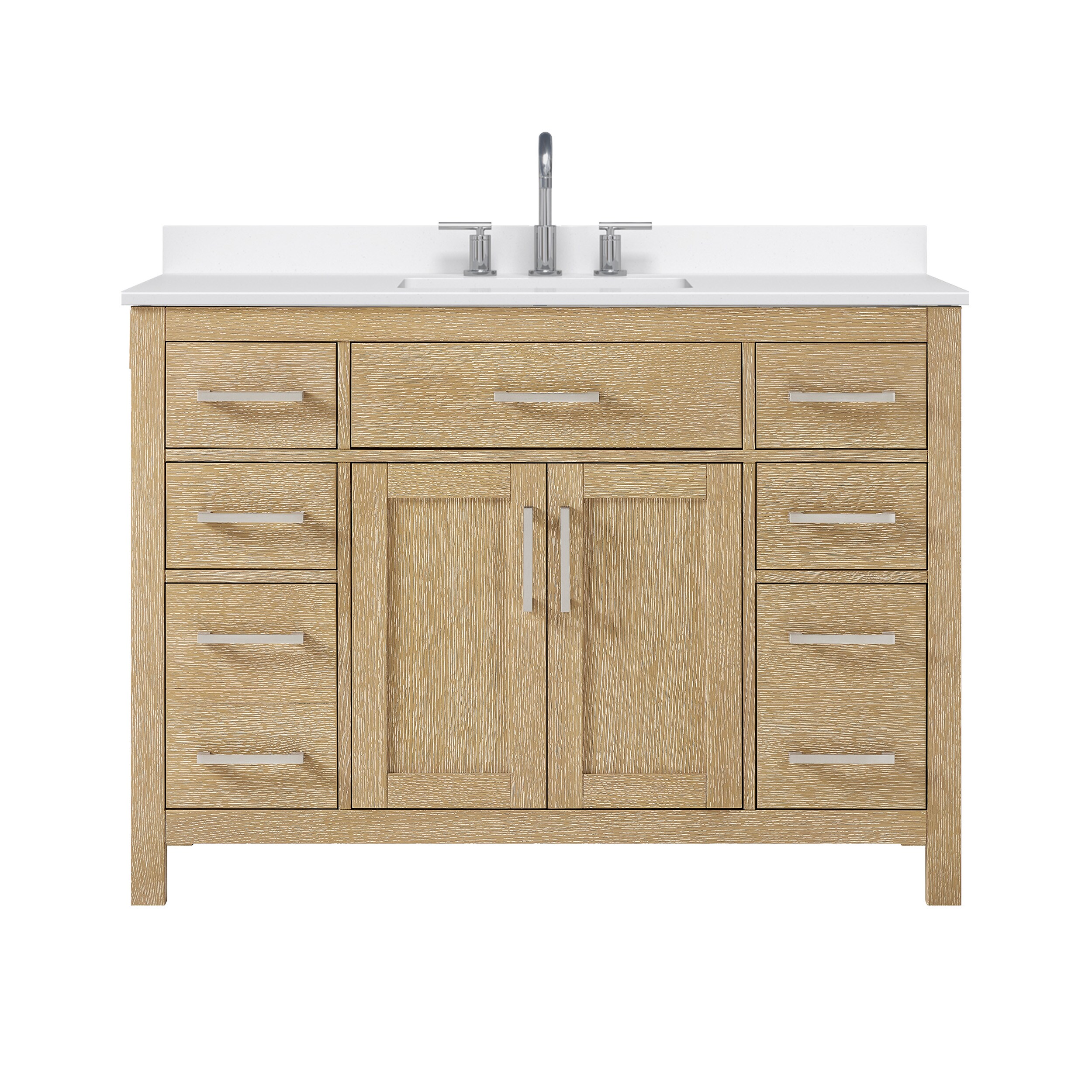 Wyndham Collection Beckett 48-in Whitewashed Oak with Brushed Nickel ...