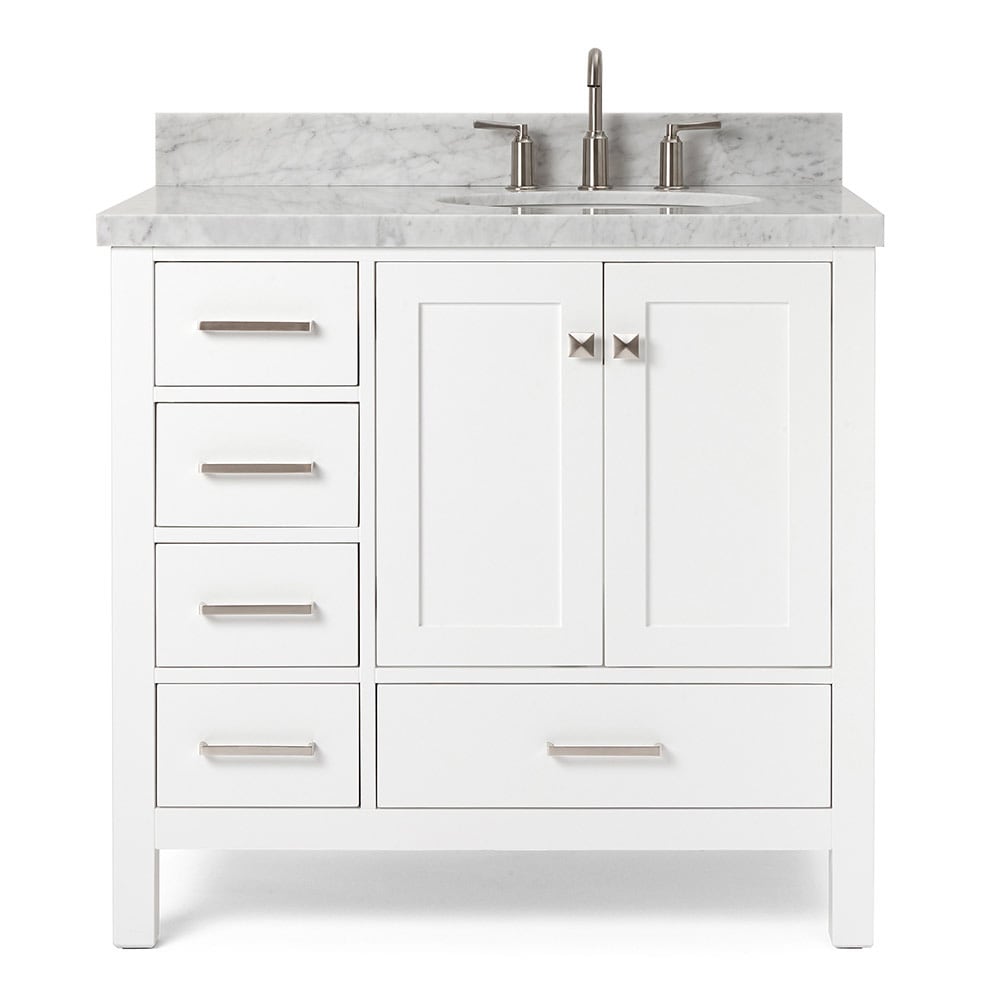 Ariel Cambridge 37-in White Undermount Single Sink Bathroom Vanity With 