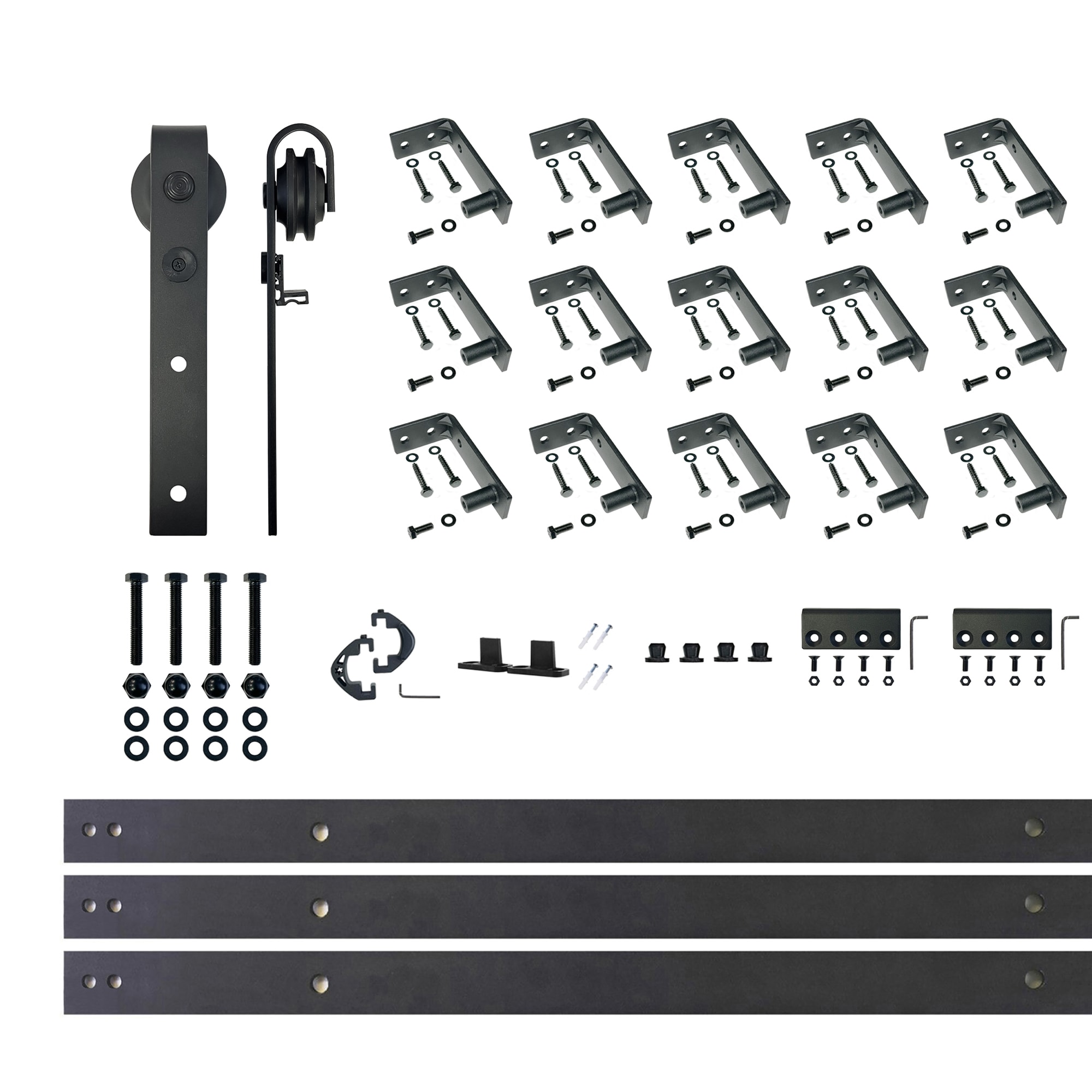 HOMACER CM-YT1TGH240C 240-in Rustic black Black Indoor J-strap Single Barn door hardware kit