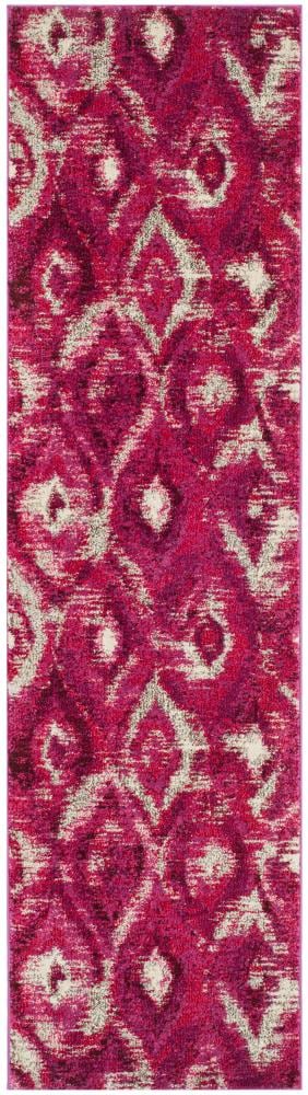 Safavieh MNC242D-28 Monaco Dominon 2 x 8 (ft) Loomed Polypropylene Fuchsia/Cream Rectangular Indoor Distressed/Overdyed Bohemian/Eclectic Runner rug