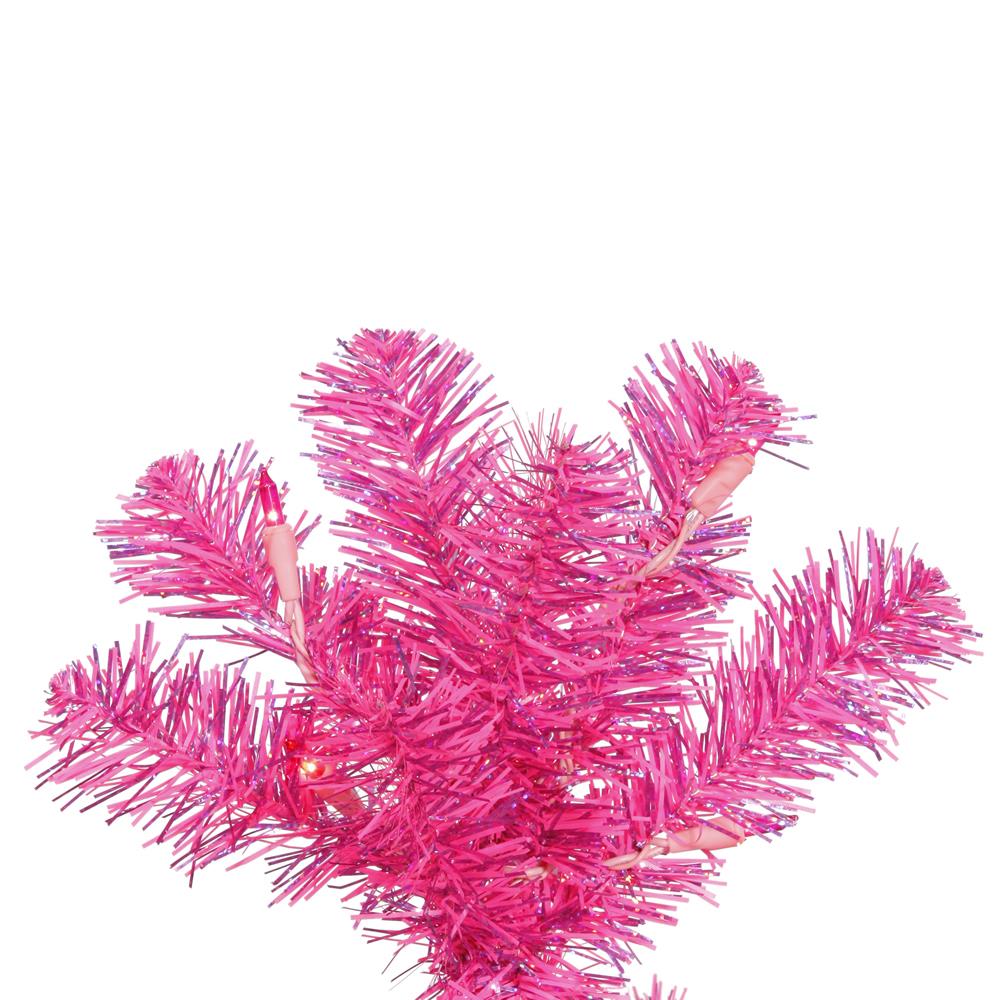 Vickerman 4.5-ft Pre-lit Slim Pink Artificial Christmas Tree with ...