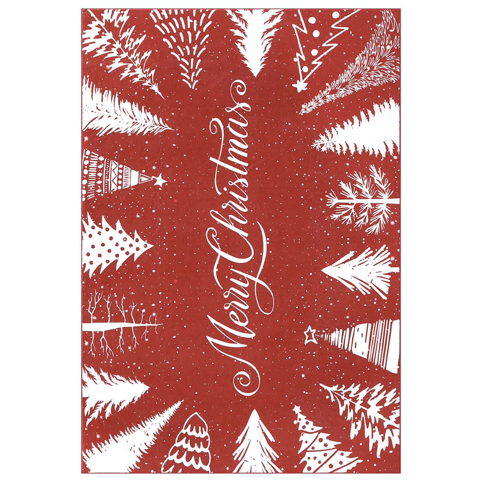 Qeetex SUNNY-PHO-15OFZICR 4 x 6 ft Red Christmas Bedroom Living Room Dining Room Christmas Tree Print Modern Machine Washable Polyester Rectangular Indoor Area Rug