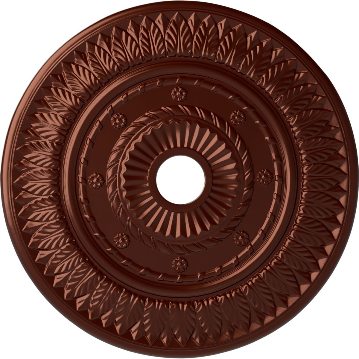 Ekena Millwork CM26LFACS Leaf 26.75-in W x 26.75-in L Painted Antique Copper Polyurethane Whole Ceiling Medallion