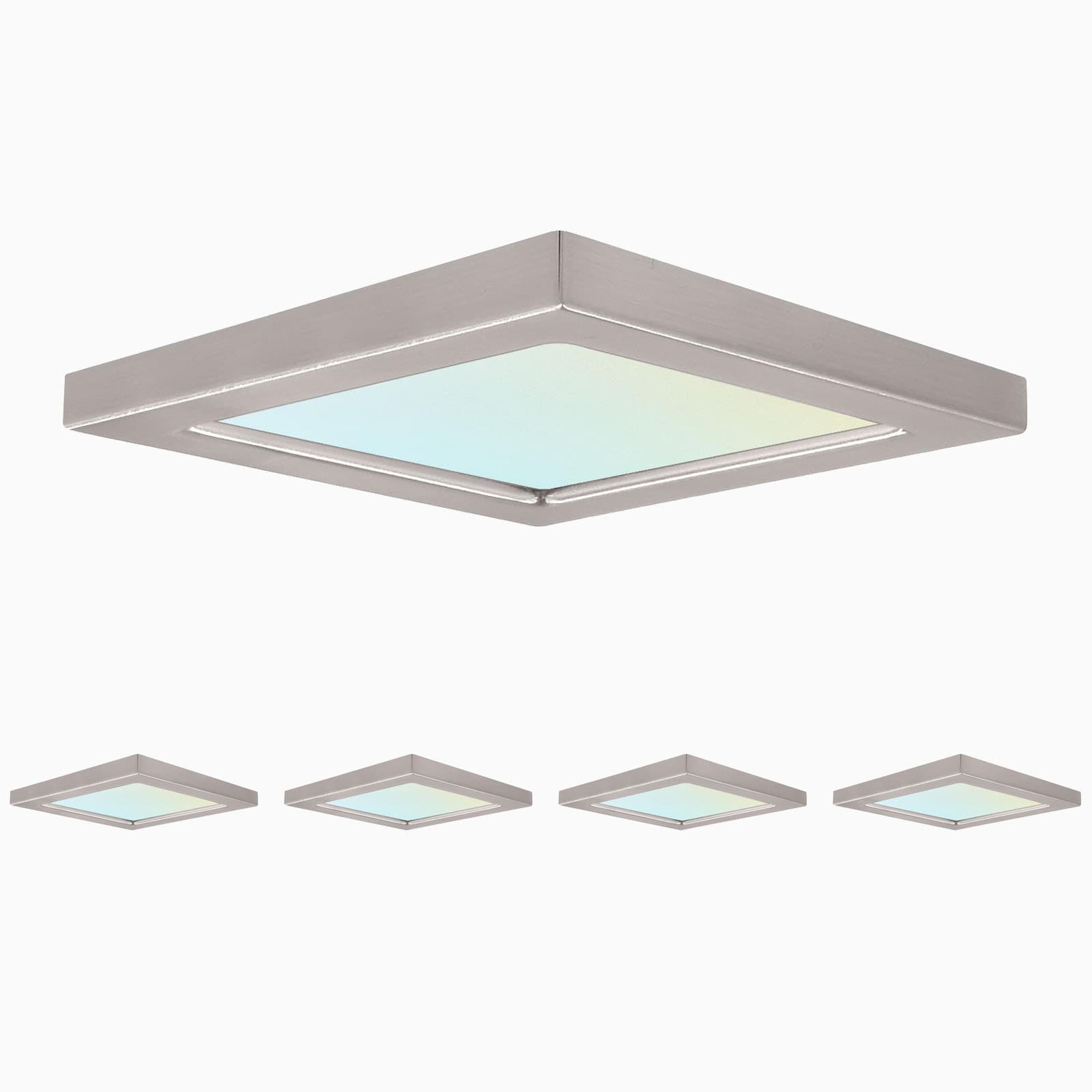 Luxrite 4 Light 4.37 in Brushed Nickel Integrated LED Flush Mount