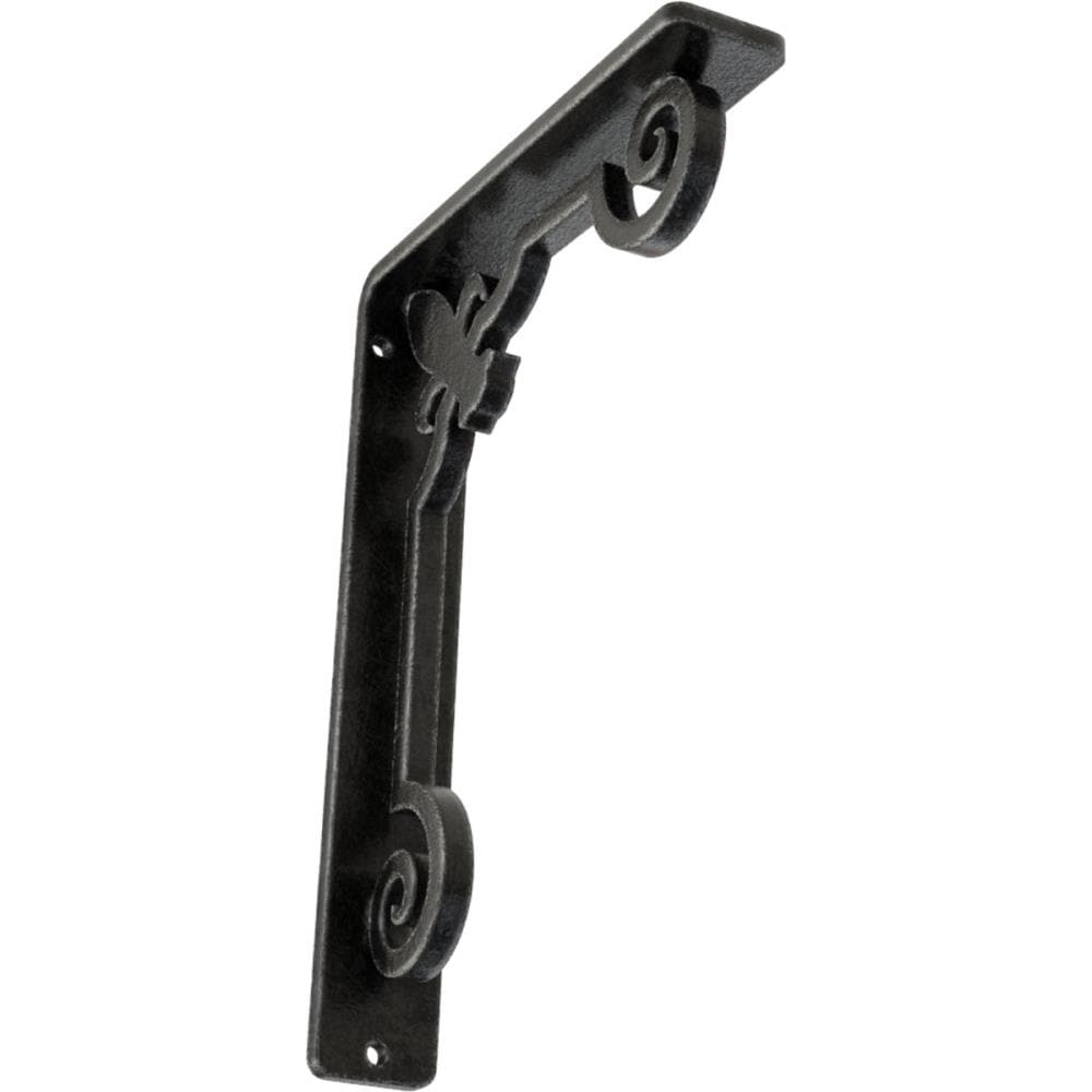 Ekena Millwork BKTM01X05X08SFLAPW Fleur De Lis 5.5-in x 1.5-in x 8-in Gray Wrought iron Mounting bracket