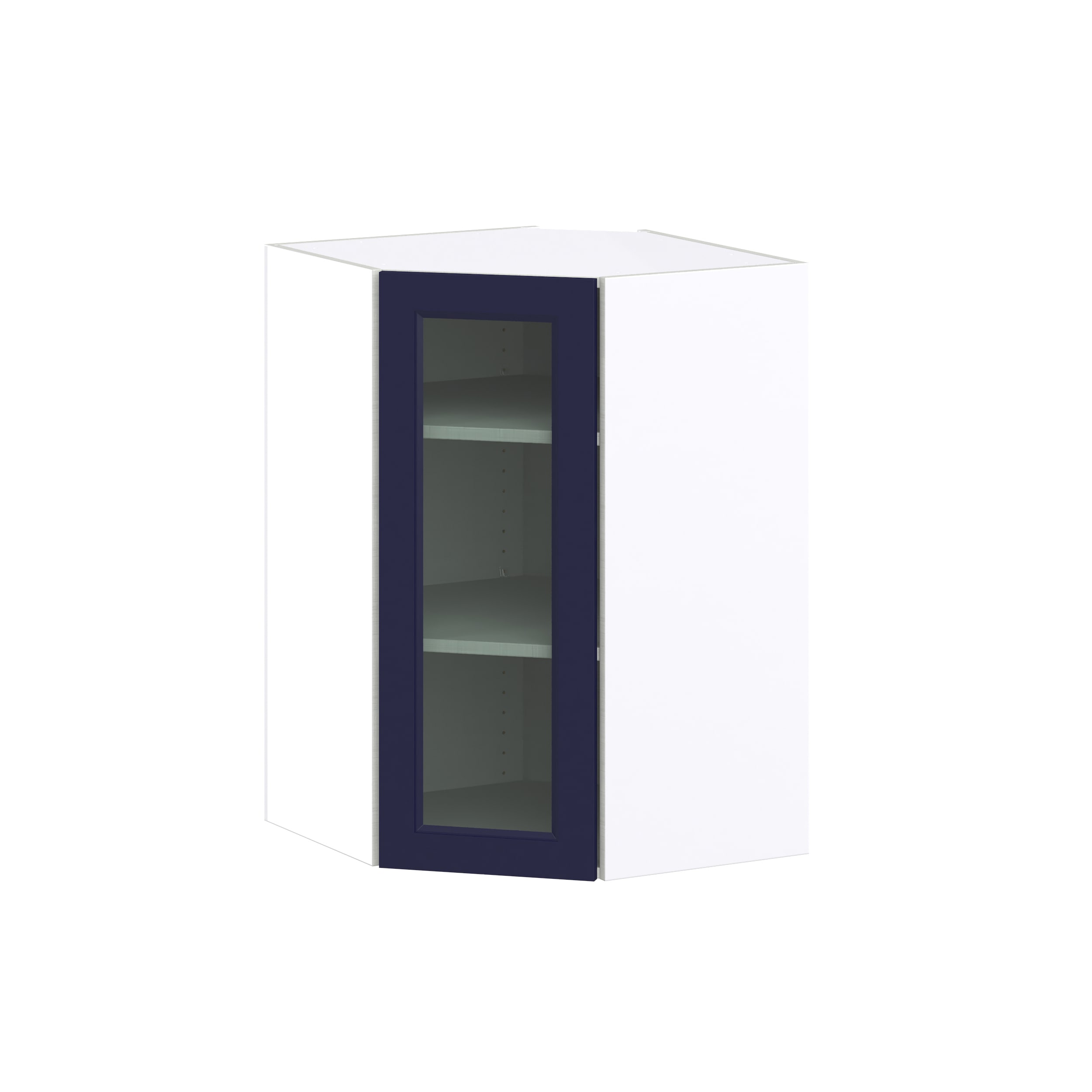 Hugo&Borg Lorette 24-in W x 35-in H x 14-in D Navy Blue Blind Corner Wall Fully Assembled Cabinet (Glass Panel Shaker Style)