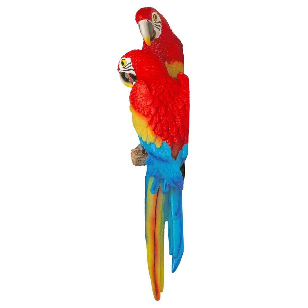 Tropical Scarlet Macaws Resin Wall Statue 26.2" High