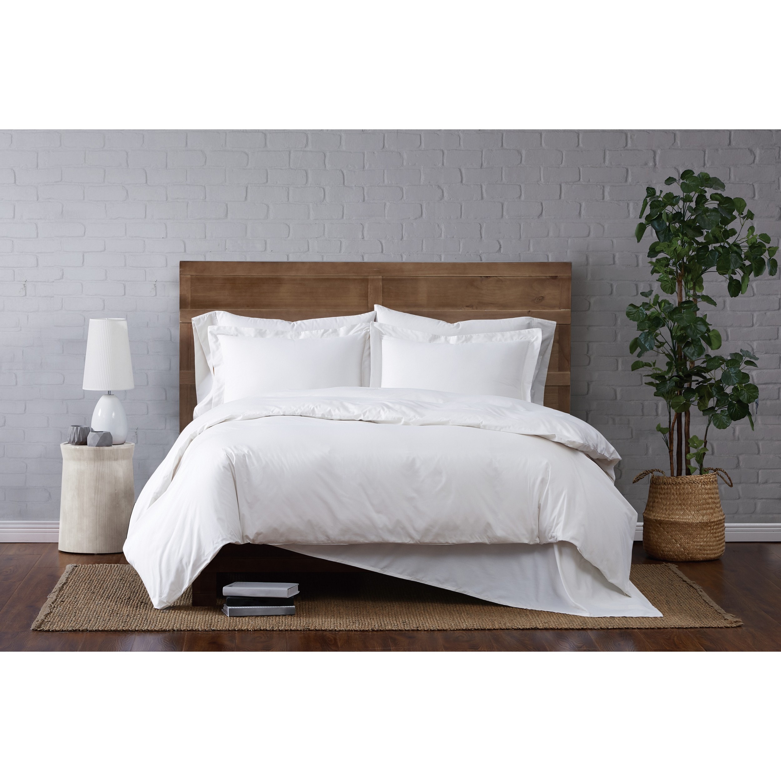 Cannon DCS4488WTK-1800 Solid Percale 3 -Piece White King Duvet cover Set