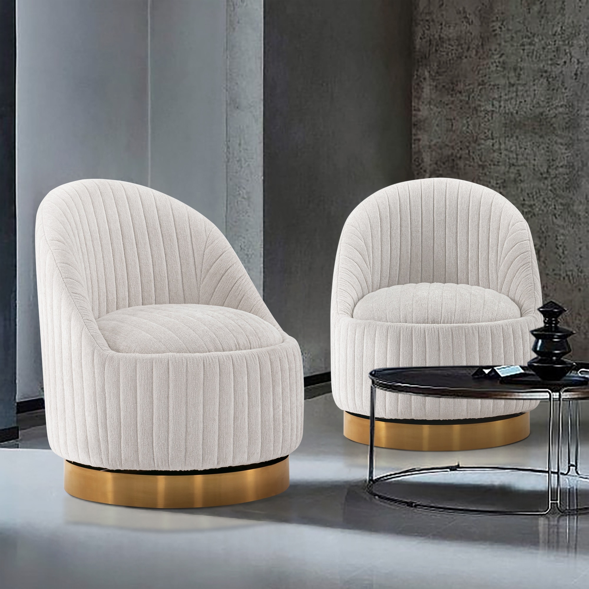 Manhattan Comfort 2-AC058-CR 2 Modern Cream Chenille Accent Chair