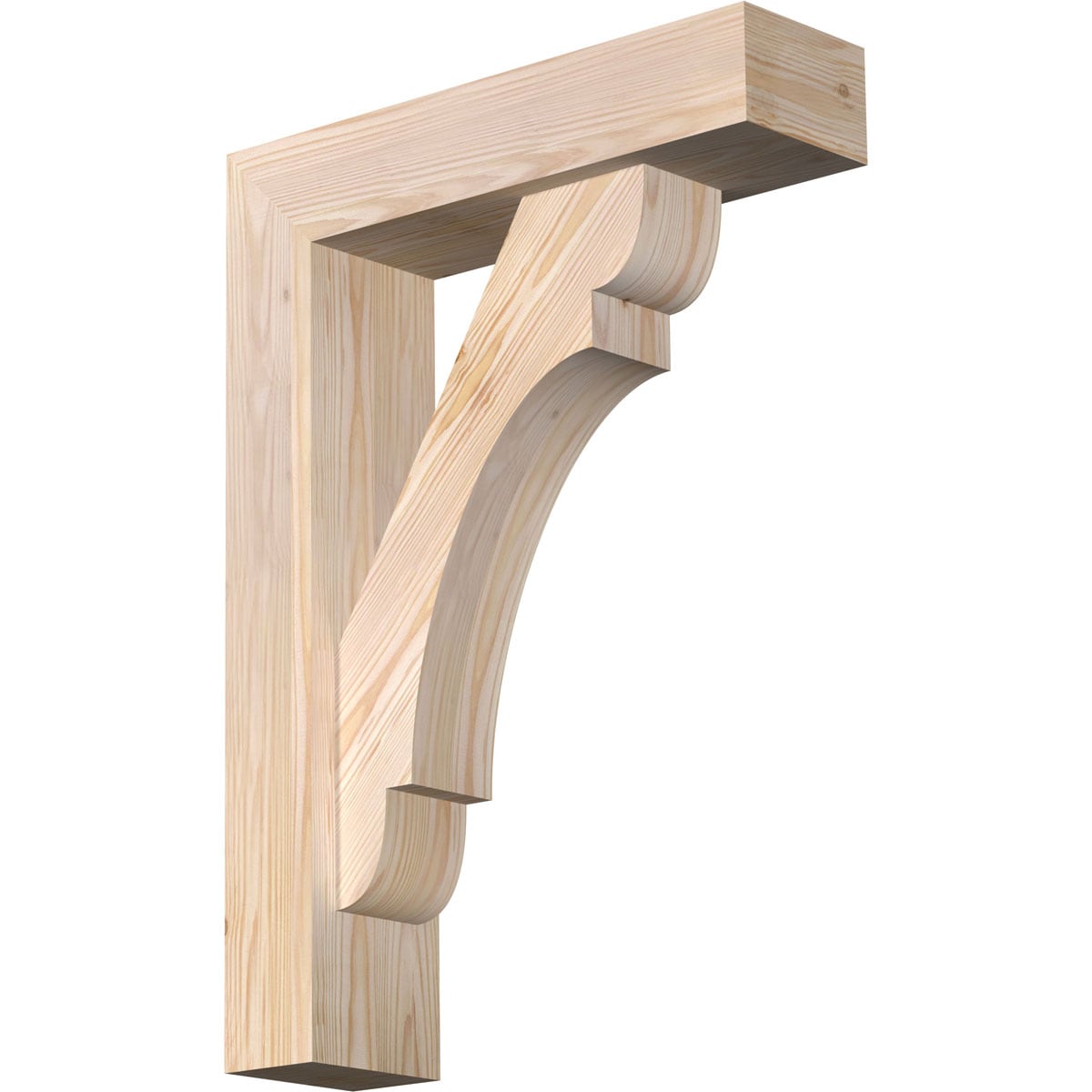 Ekena Millwork 1463739 Olympic Block Smooth Bracket with Offset Brace Douglas Fir Wood Standard Bracket