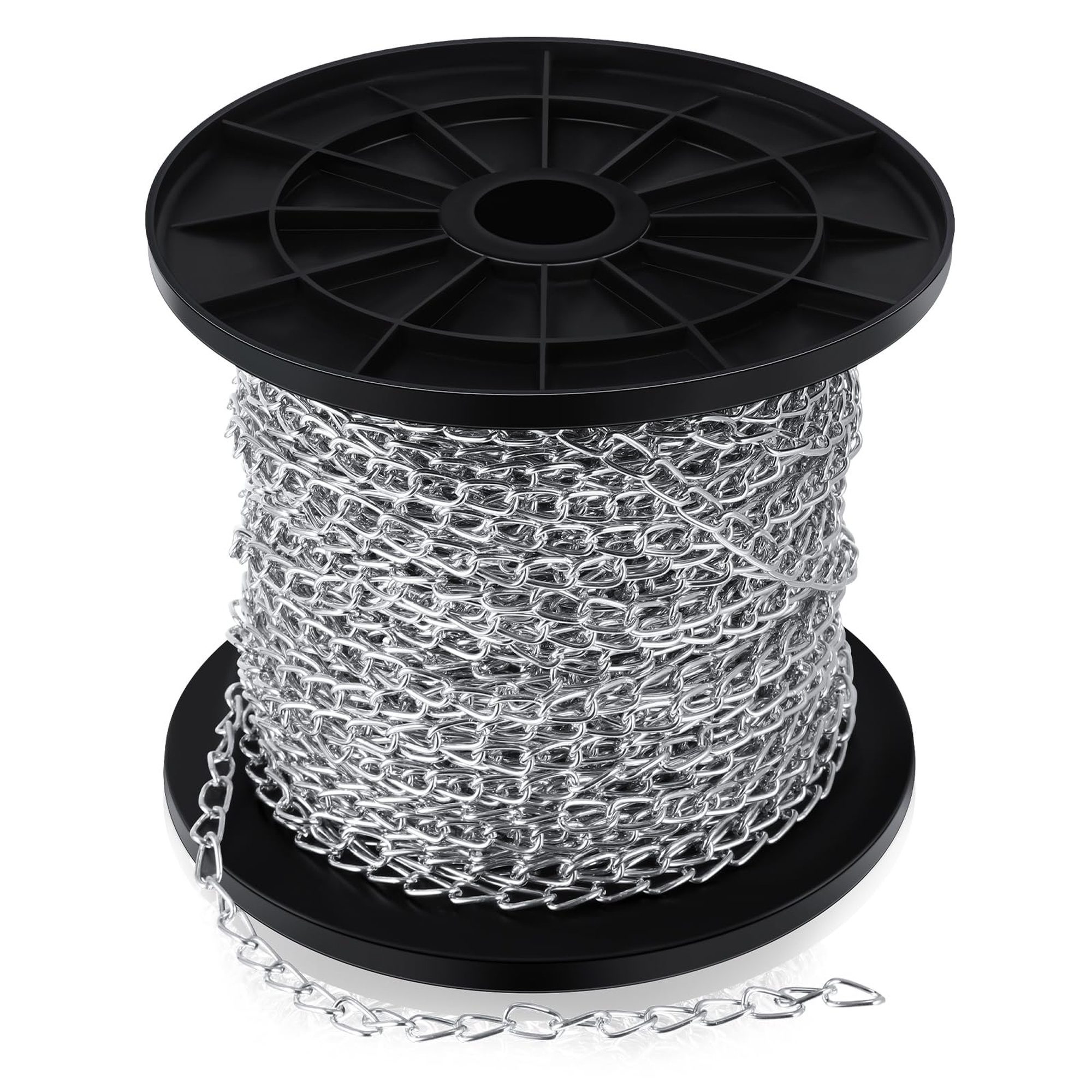 Wudkey - 200 Ft 1.3mm Silver Galvanized Steel Hanging Jack Chain Roll for Light Fixtures Bird Fee...