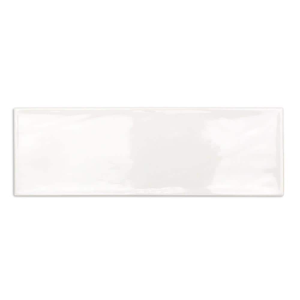 Artmore Tile EXT3RD103458 Sample- Del Ray White 4-in x 12-in Polished Ceramic Wall Tile