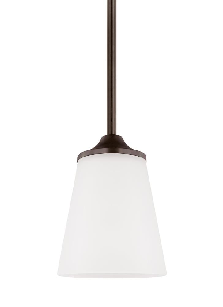 Generation Lighting 6124501EN3-710 Hanford 1 -Light Bronze Transitional Etched glass Cone Mini Hanging Pendant light