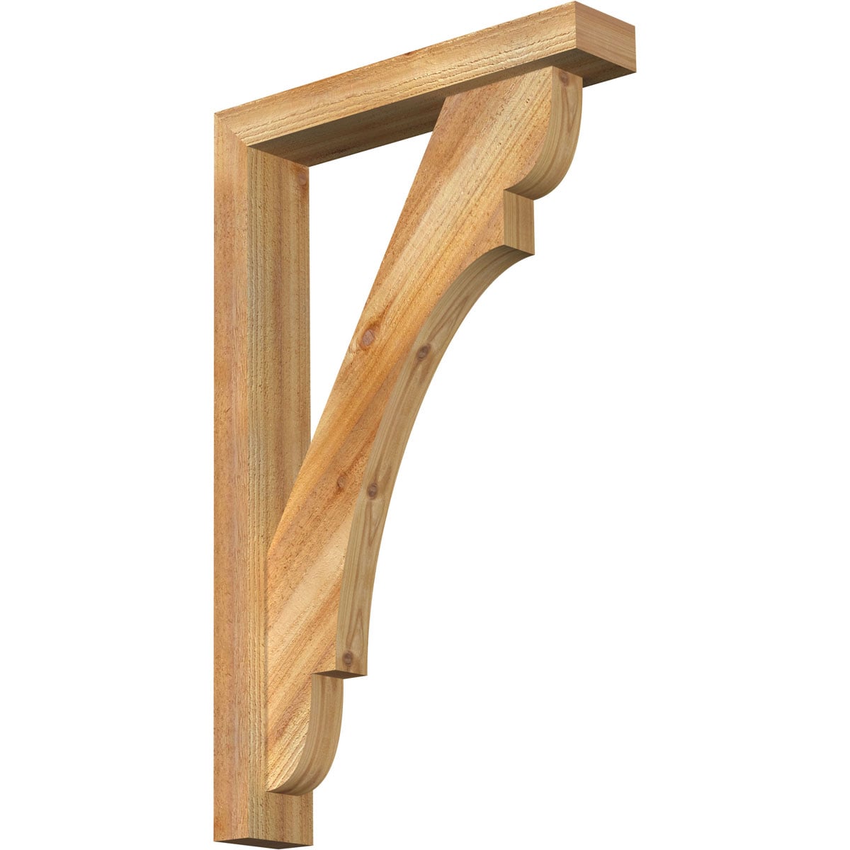 Ekena Millwork 1463419 Olympic Block Rough Sawn Bracket with Offset Brace 4-in x 20-in x 32-in Western red cedar Brown Wood Standard bracket