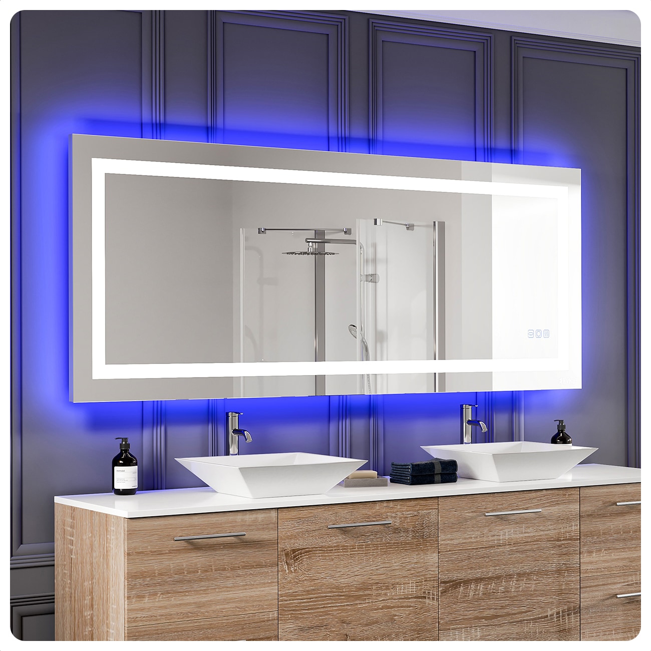 Eviva EVMR52-72X30-LED Deco 72-Inches x 30-Inches Beveled Frameless Rectangle Dimmable LED Lighted Fog Free Bathroom Vanity Mirror ( Glass )