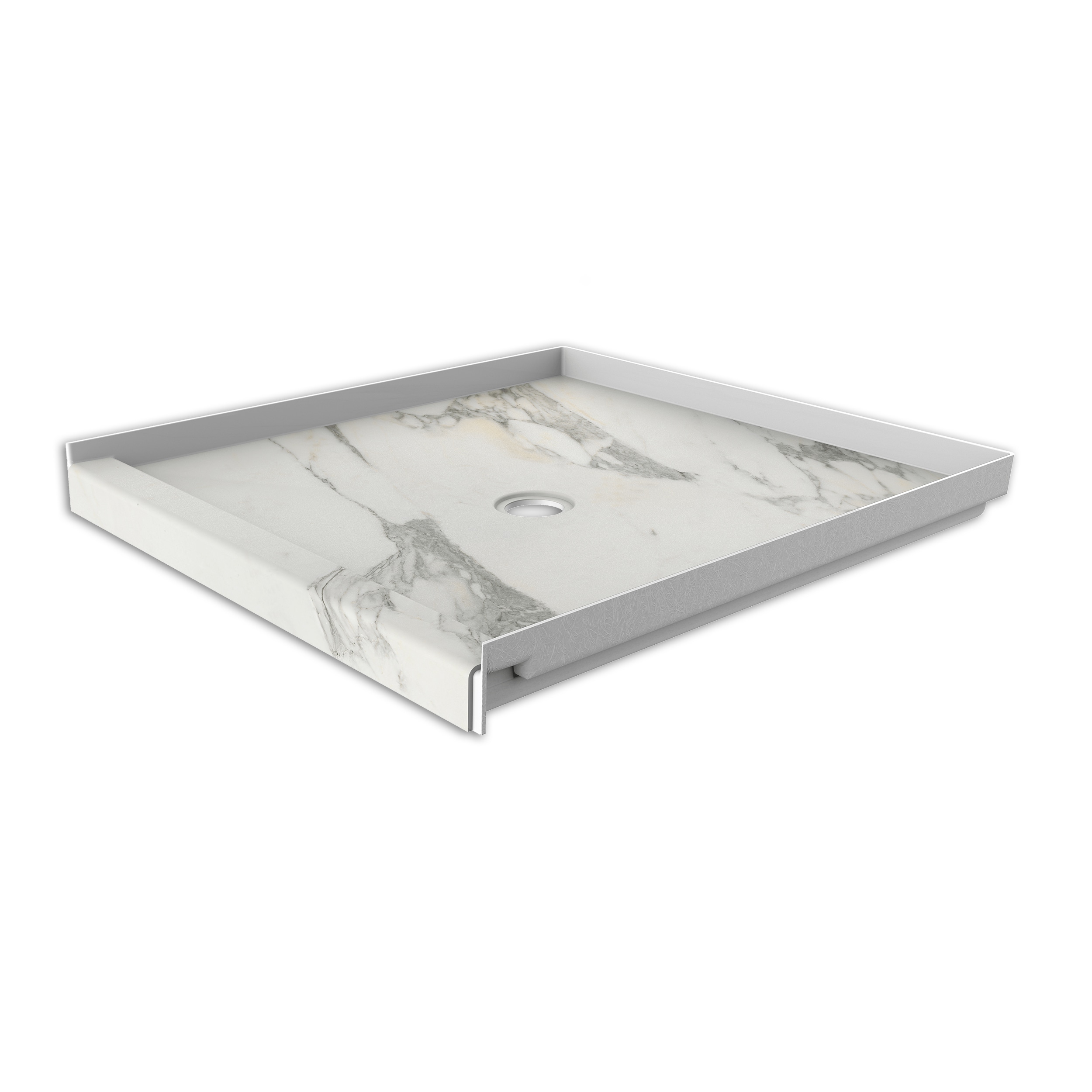 FlexStone FLXSBC3636CG 36-in W x 36-in L Calcutta Gold Single Threshold Square Shower pan base with 2.625-in H Threshold (Center Drain)