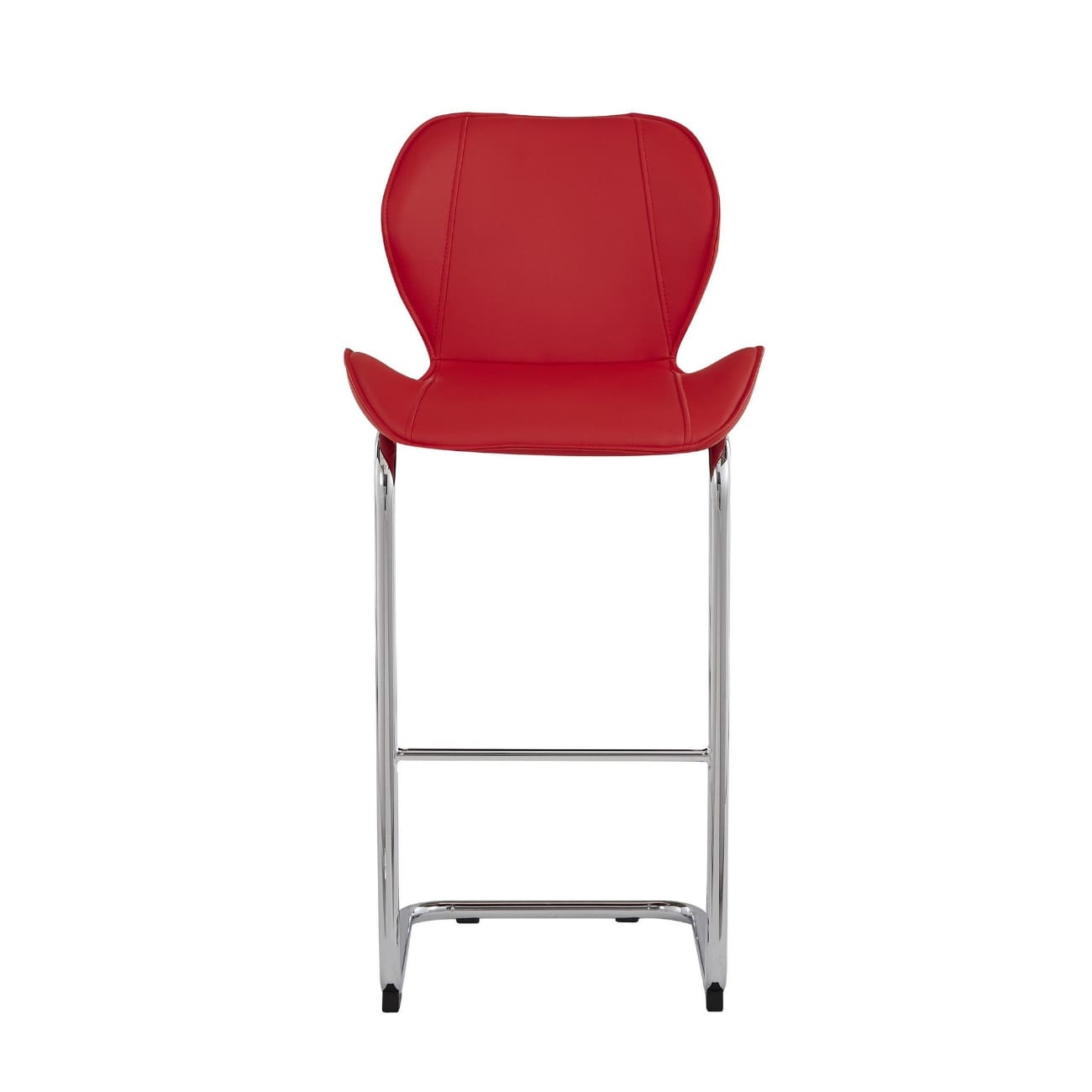 HomeRoots 4000383946 Set of 4 Red 26-in H Counter height Upholstered Wood Bar Stool Back