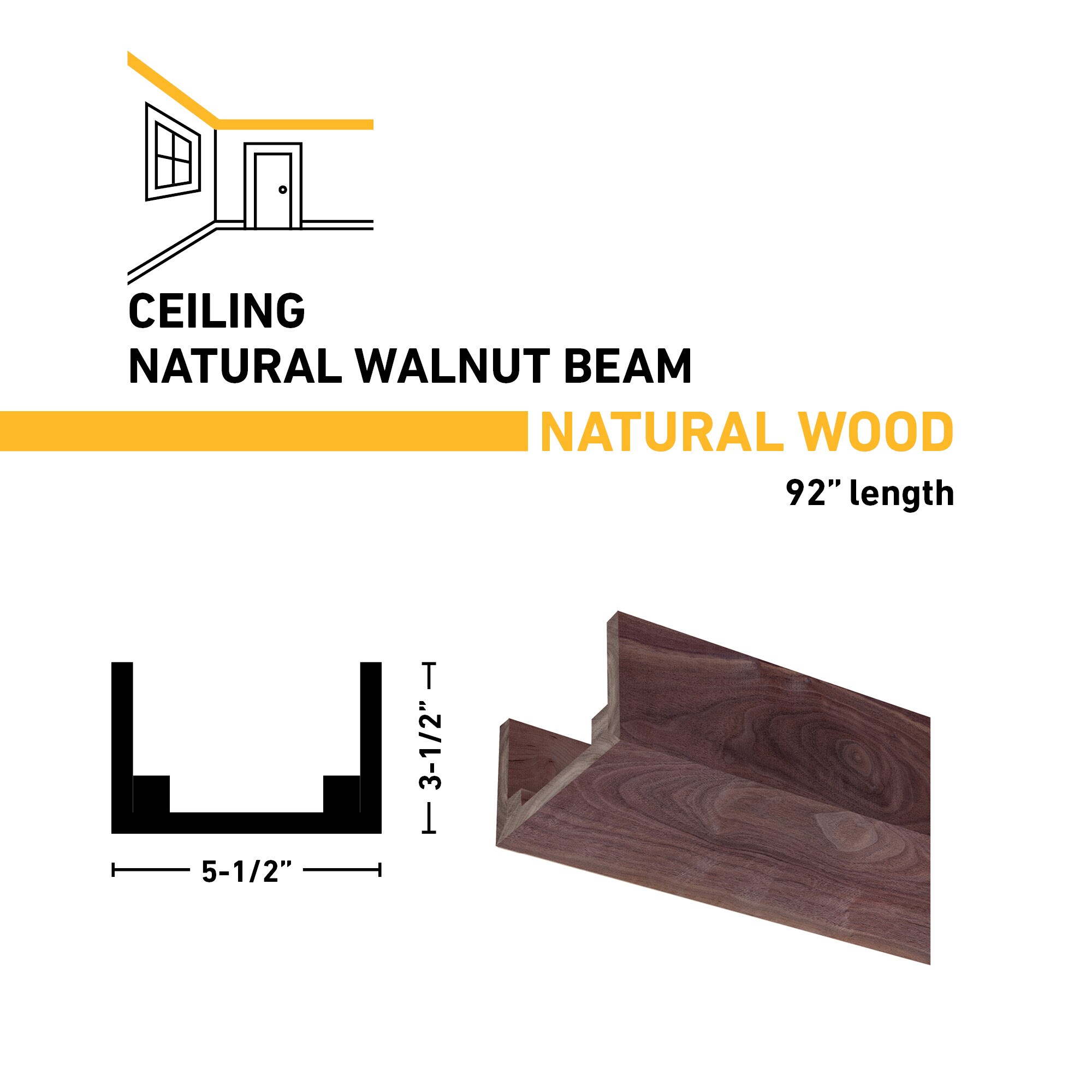 Ornamental Mouldings BEAMNAT02-92WLN5X3 Faux-Beams - View #3
