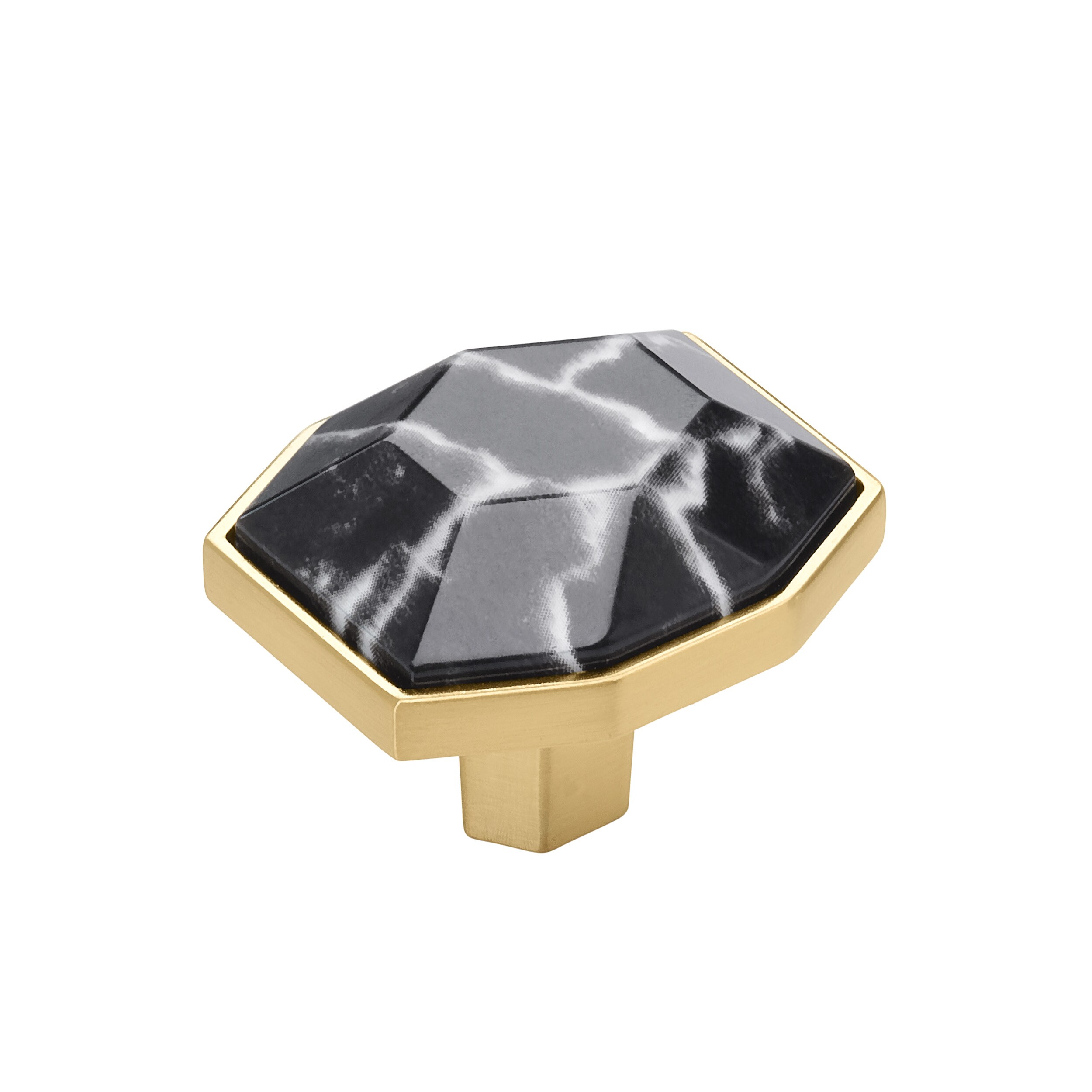Amerock BP36638MBKCZ Carrione 1-5/8-in Marble Black/Champagne Bronze Geometric Contemporary Cabinet Knob