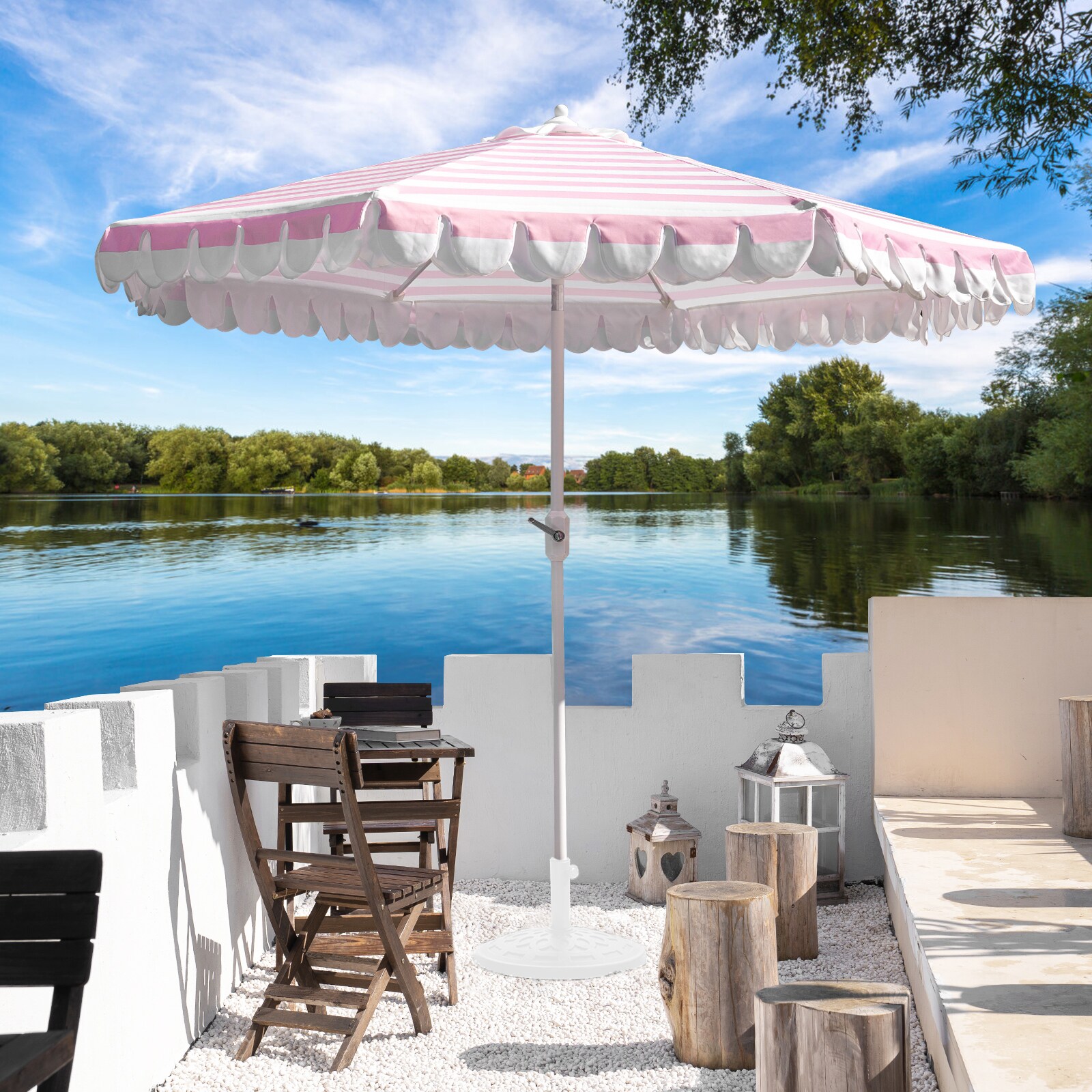 GARSING 9FT-SKIRT-PINKWHITE Umbrellas-2 - View #2