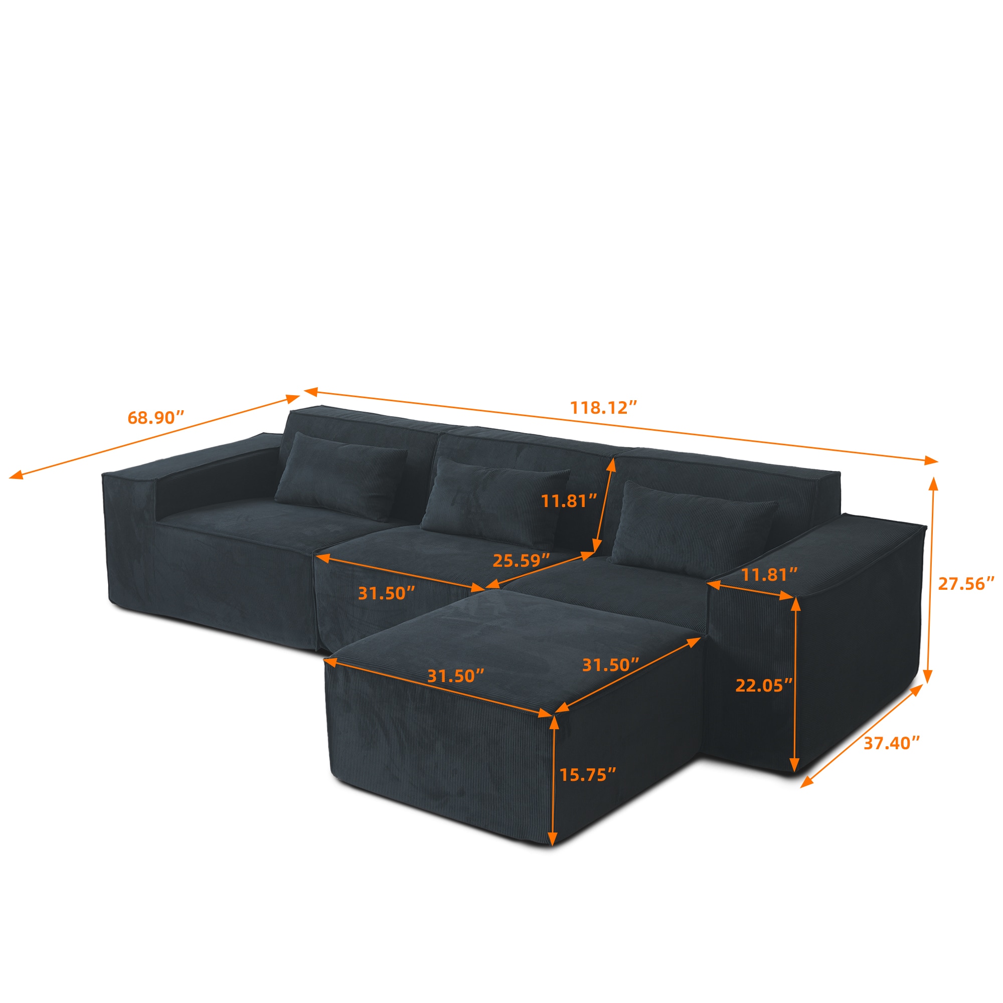 BuotiqHom DH-SF3+2-130BK Sofas-Loveseats - View #3