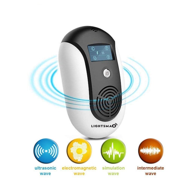 LIGHTSMAX Ultrasonic Electronic Indoor Pest Repeller - Black, Safe for  Pets & Kids, Roaches, Mosquitos, Spiders, Ants