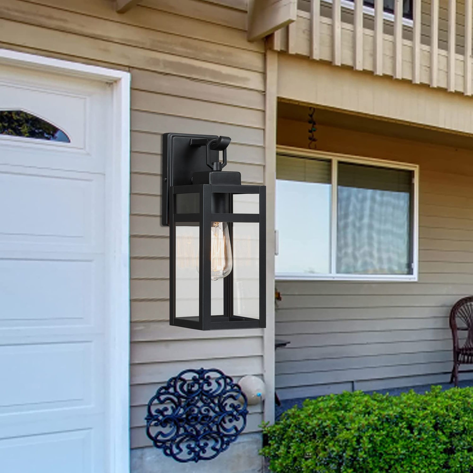 Dreamsidea - 14-in H Outdoor Wall Light 1-Light Matte Black for Porch Entryway Garage and Patio
